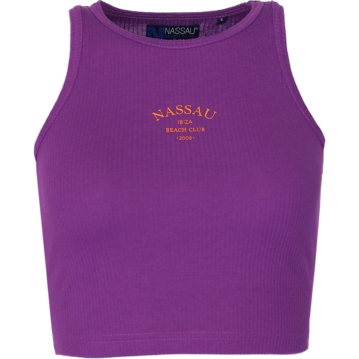 Geripptes Crop-Tanktop mit Logo-Grafik