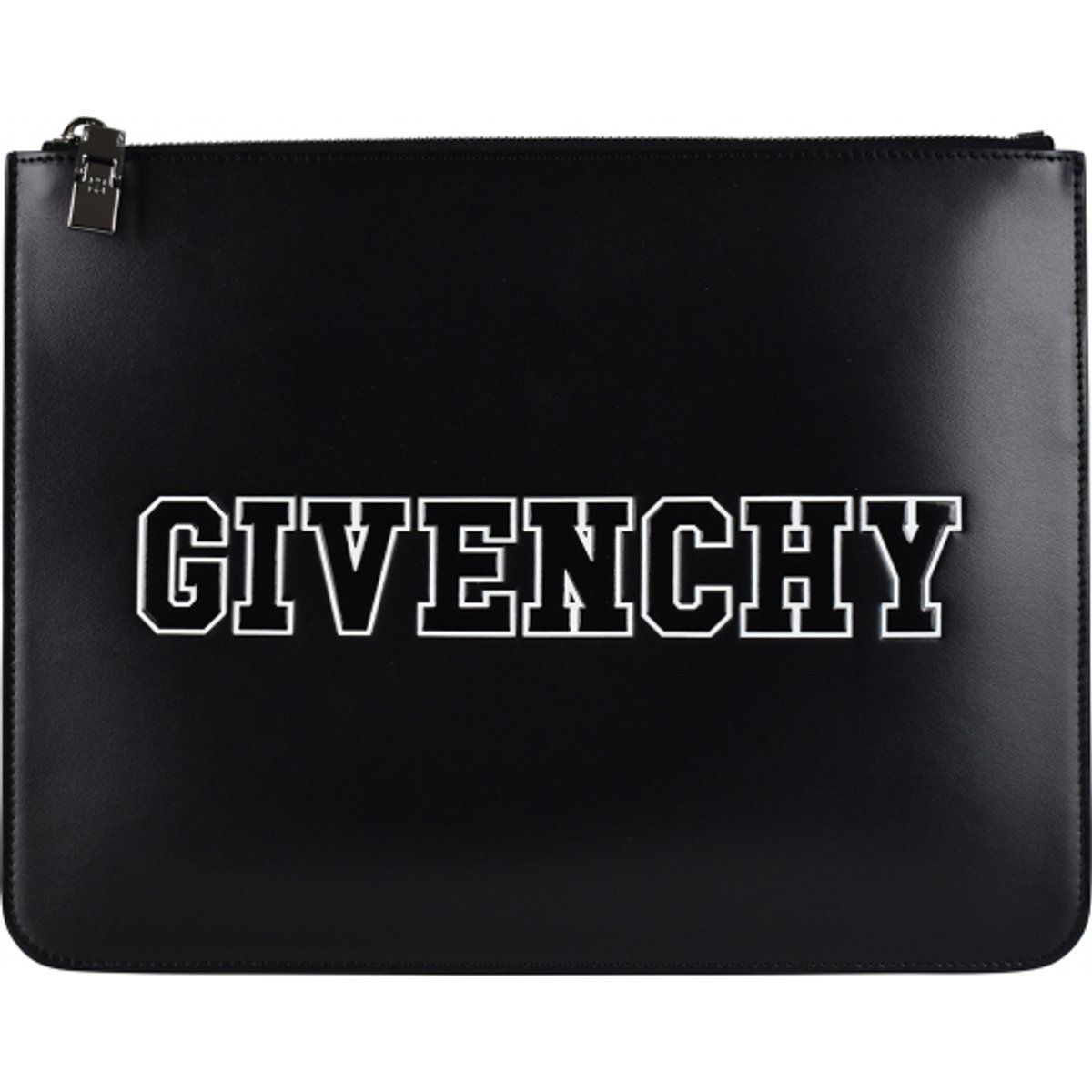 Elegante schwarze Leder Zip-Tasche