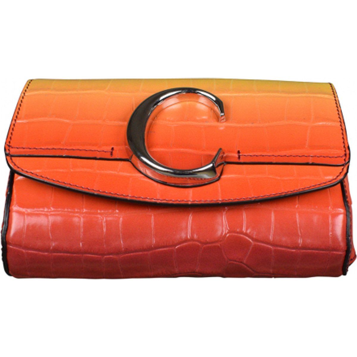 Orange Krokodilgeprägte Leder-Gürteltasche