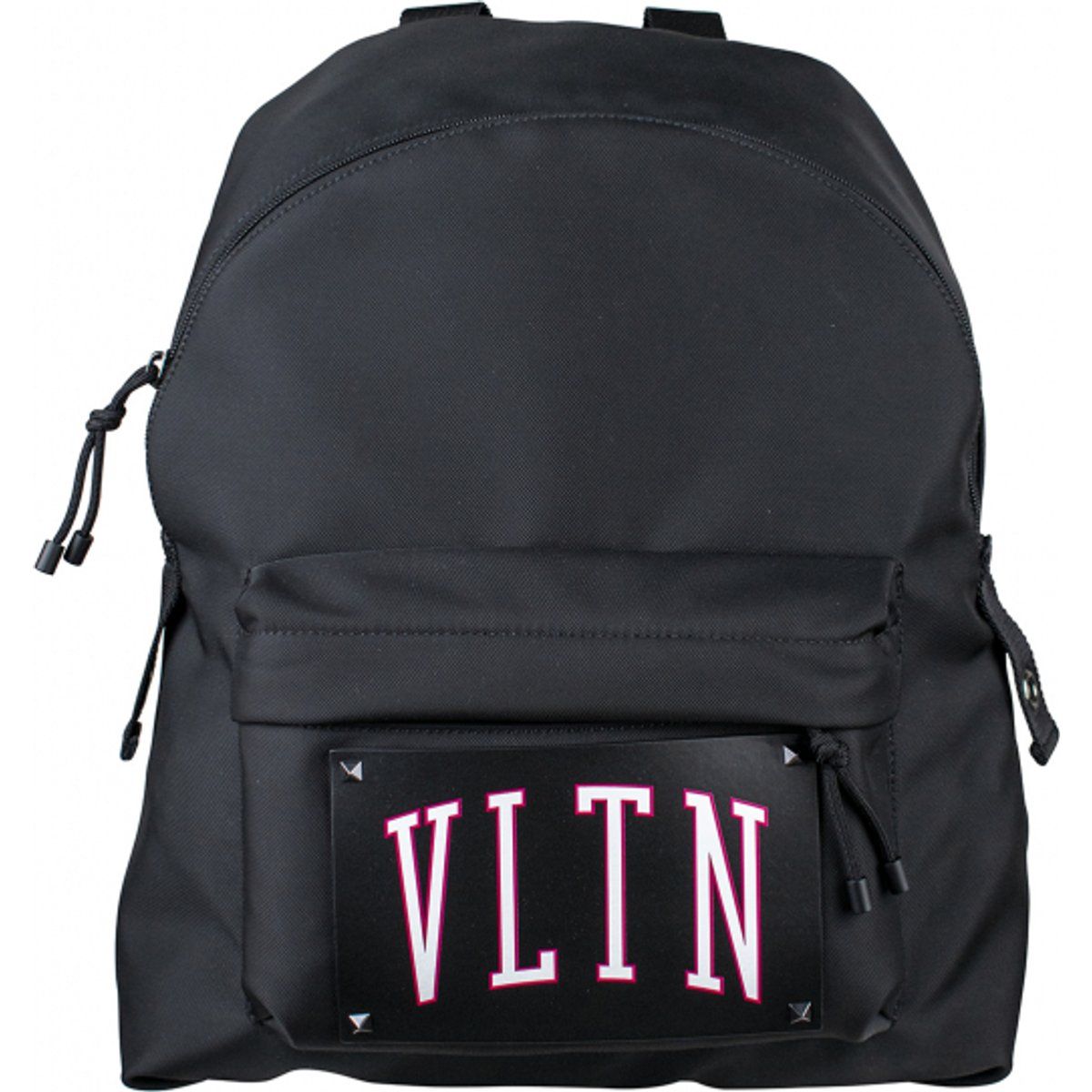 Minimalistischer schwarzer Nylonrucksack VLTN Logo