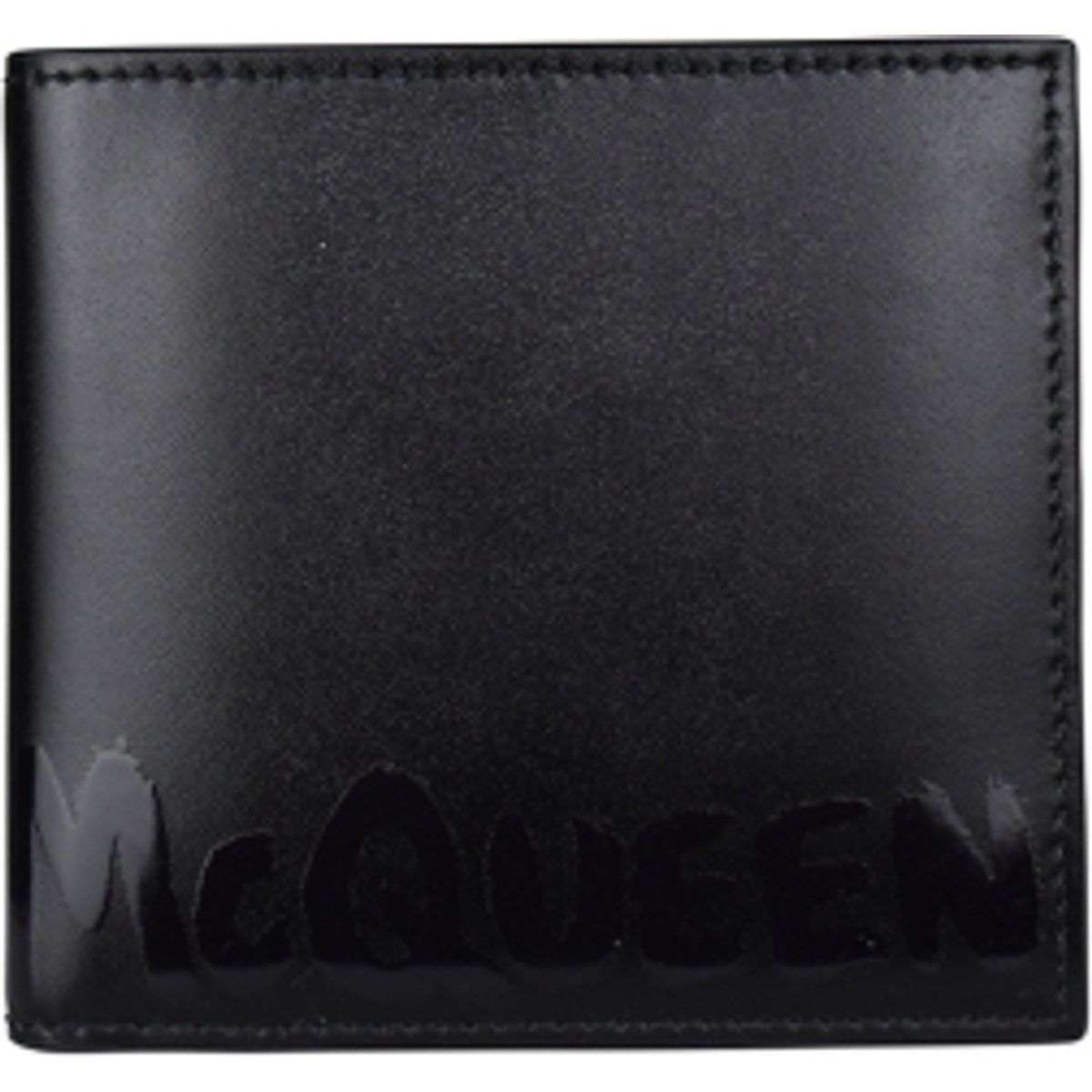Minimalistische schwarze Leder-Bifold-Geldbörse