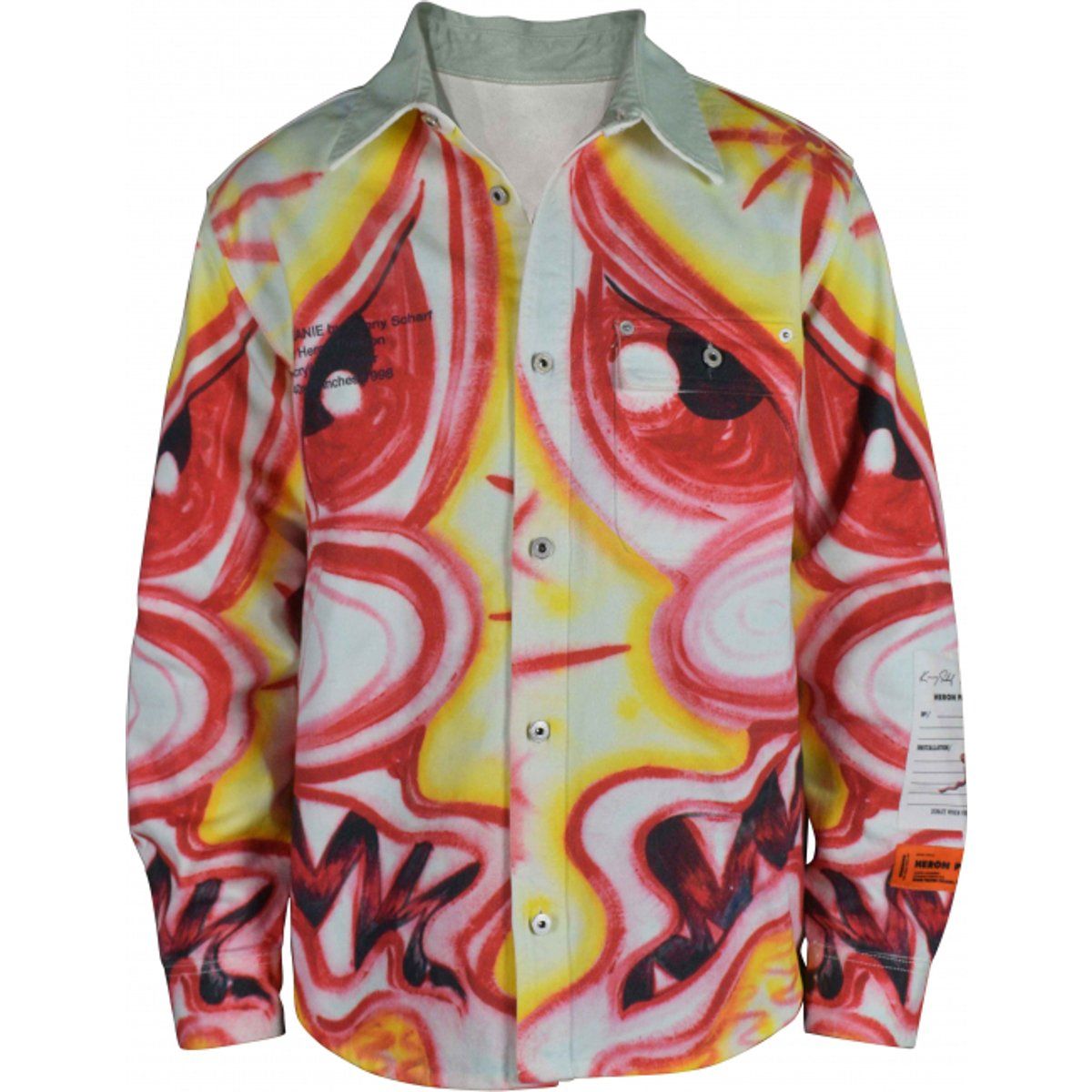 Bunte Jeansjacke mit Graffiti-Effekt