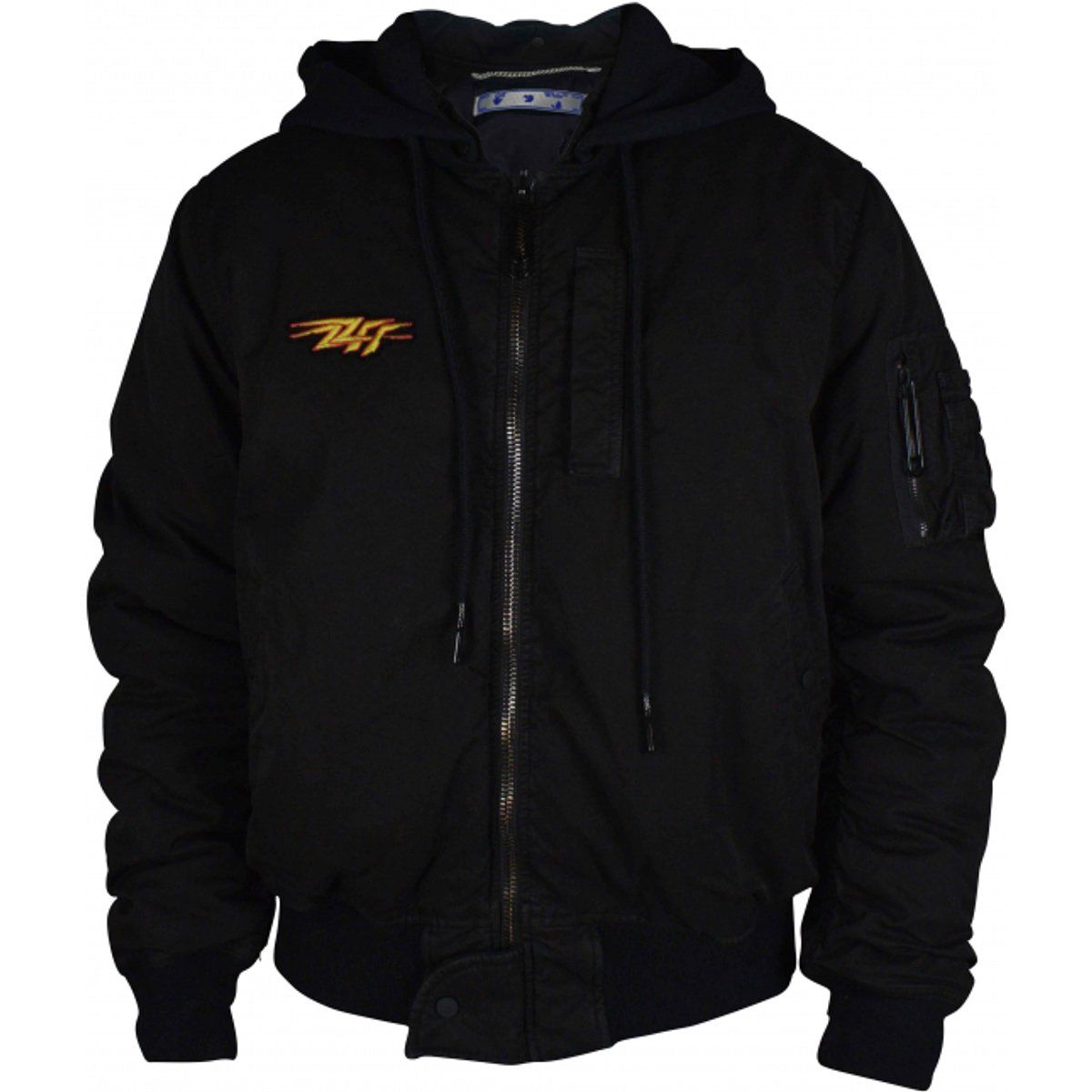 Kapuzen-Bomberjacke mit Logo-Patch