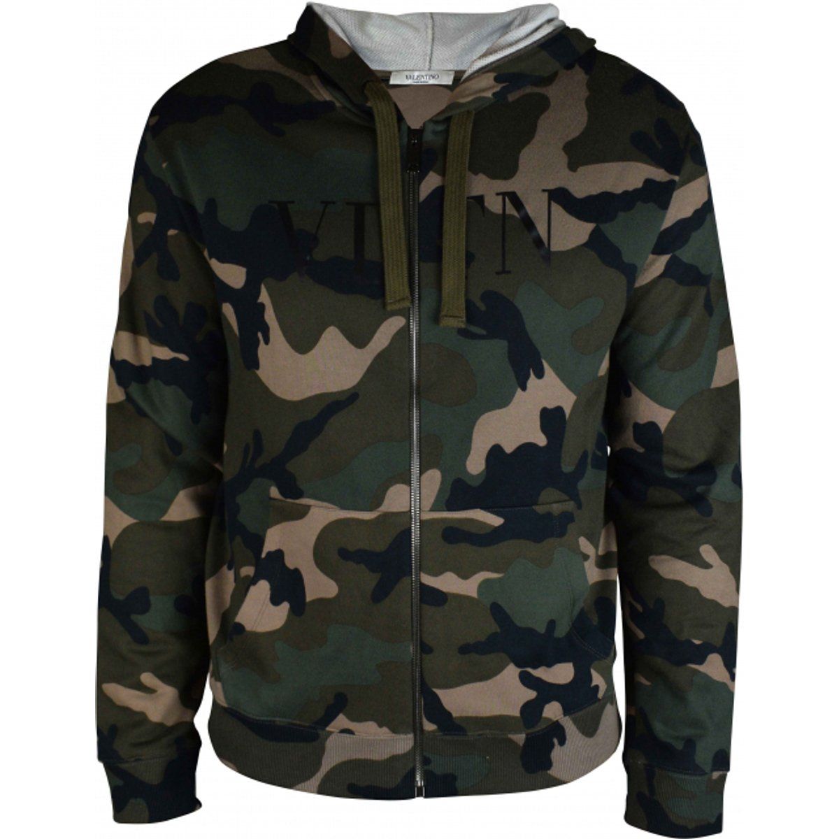 Camouflage Hoodie mit Reißverschluss und Logo
