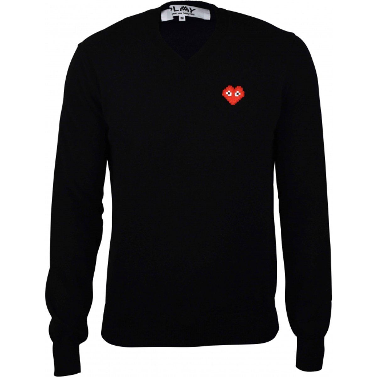 V-Ausschnitt Strickpullover mit Herzlogo