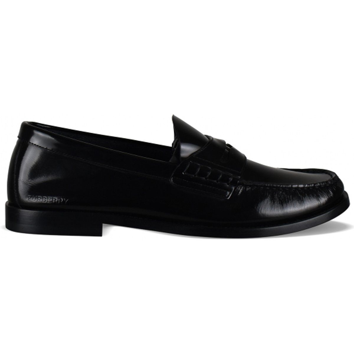 Glänzende schwarze Penny Loafer aus Leder