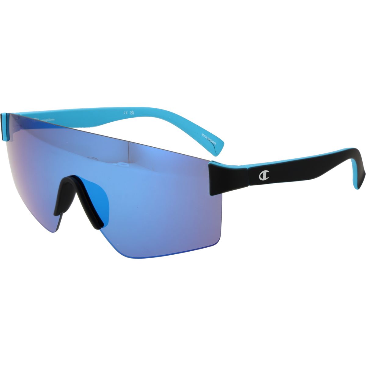 Schild Sonnenbrille mit blau verspiegelter Linse
