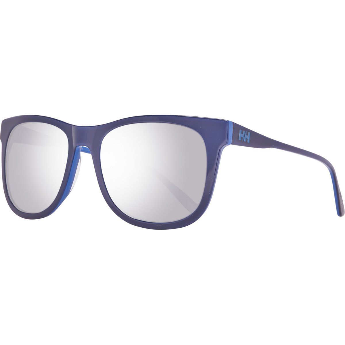 Sonnenbrille mit eckigem Rahmen und silbernen Gläsern