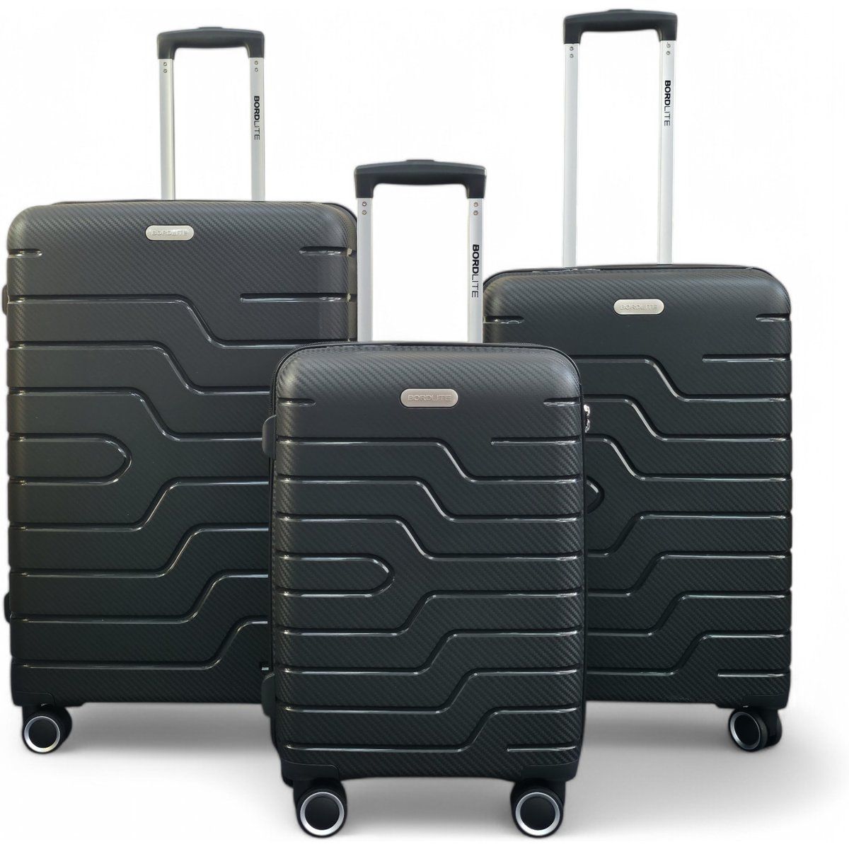 Schwarzes Hartschalen-Rollkoffer-Set