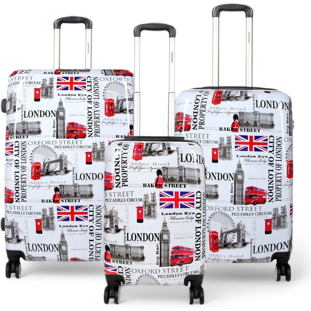 Hartschalenkoffer mit London-Print und Spinner-Rädern