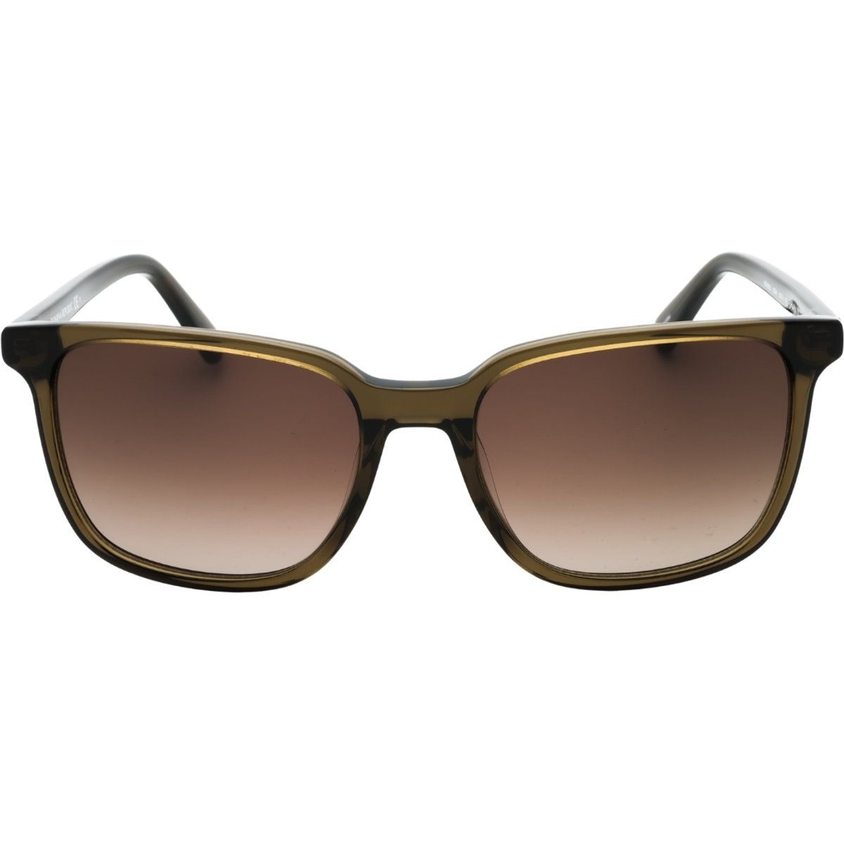 Sonnenbrille mit eckigem Rahmen und braunen Gläsern