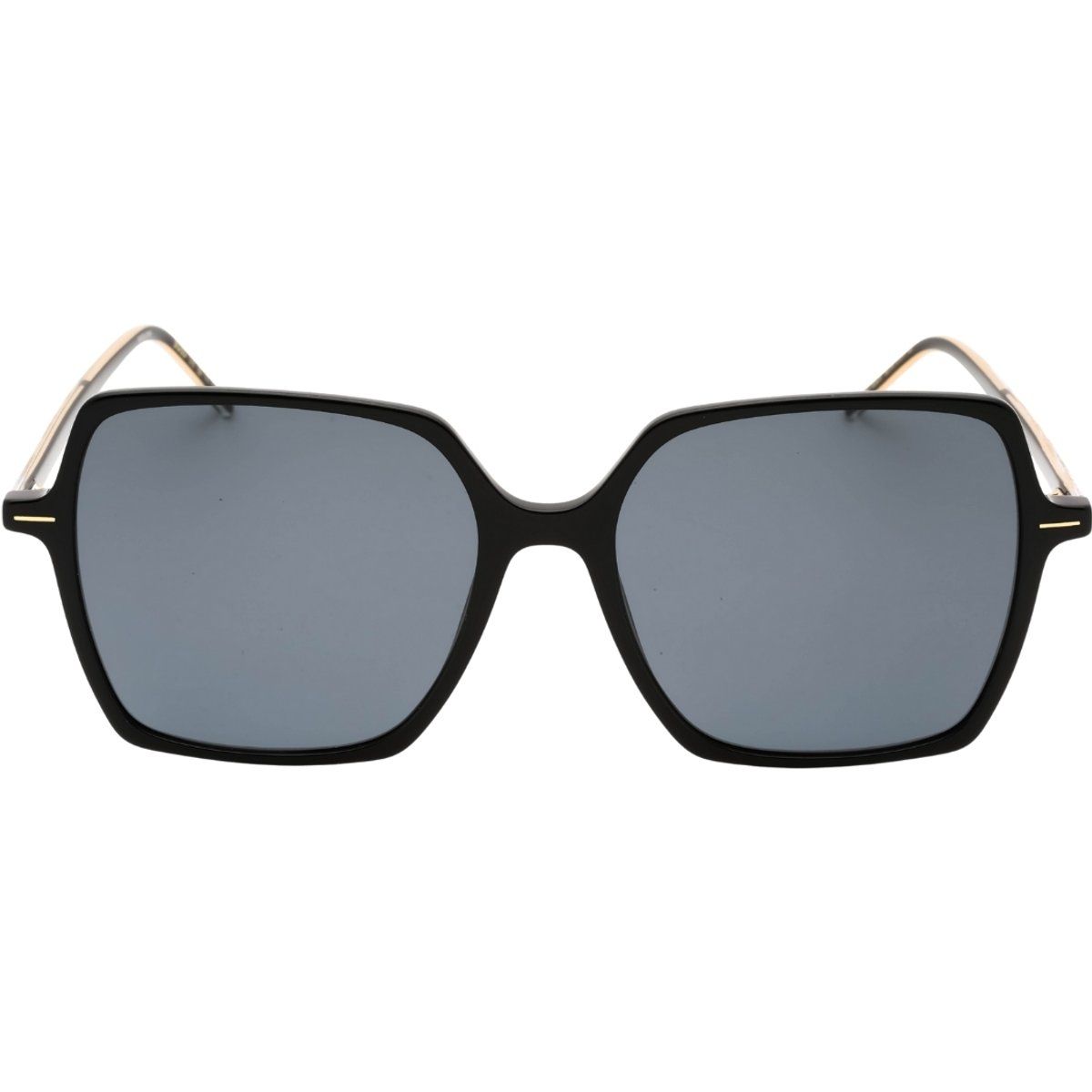 Sonnenbrille mit quadratischem Rahmen und grauen Gläsern