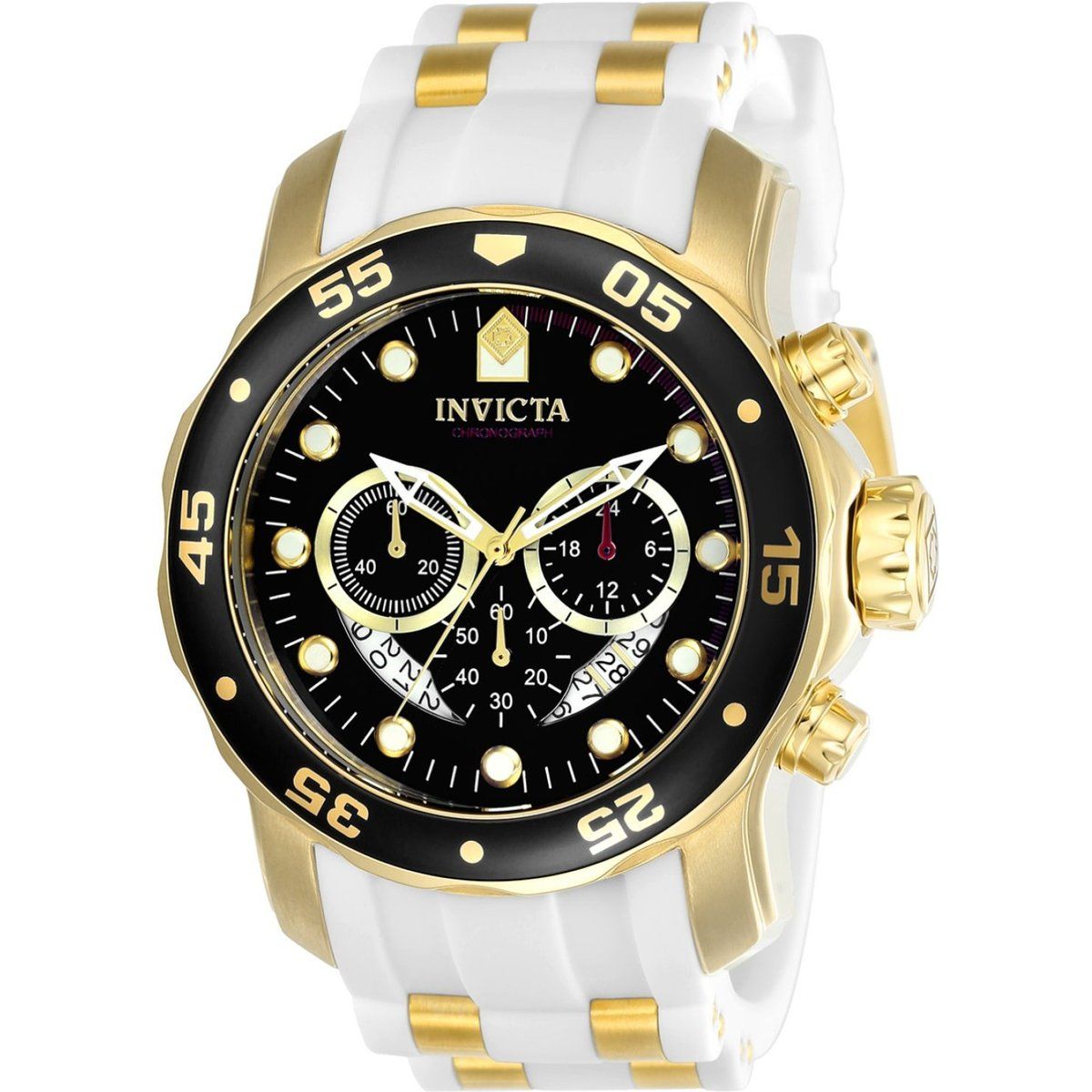Goldfarbene schwarze Chronographenuhr