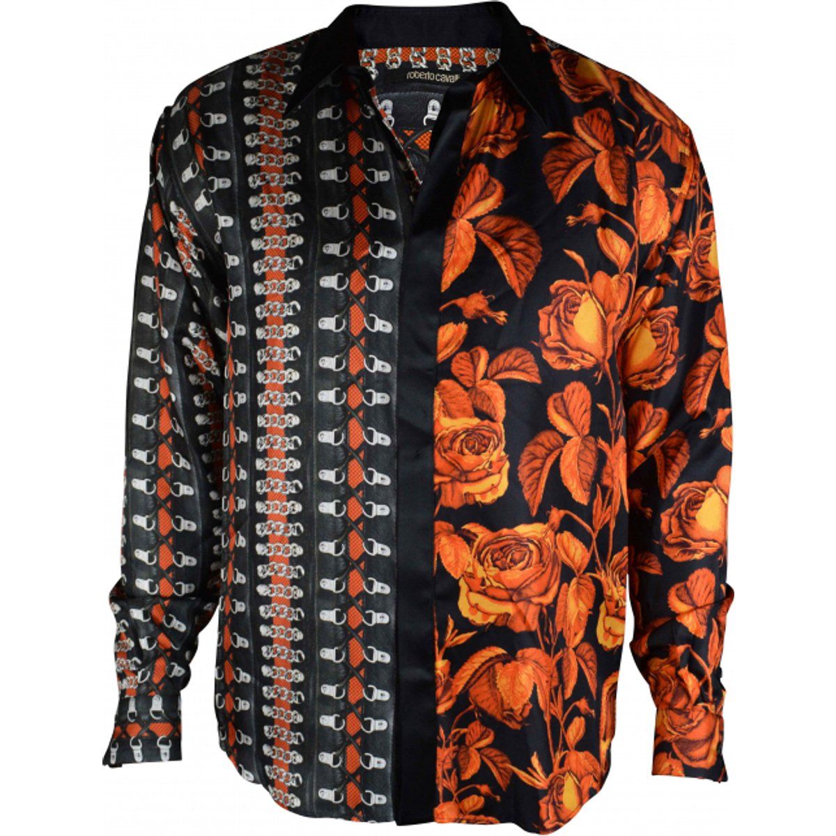 Seidenhemd mit Blumen- und Bondage-Print