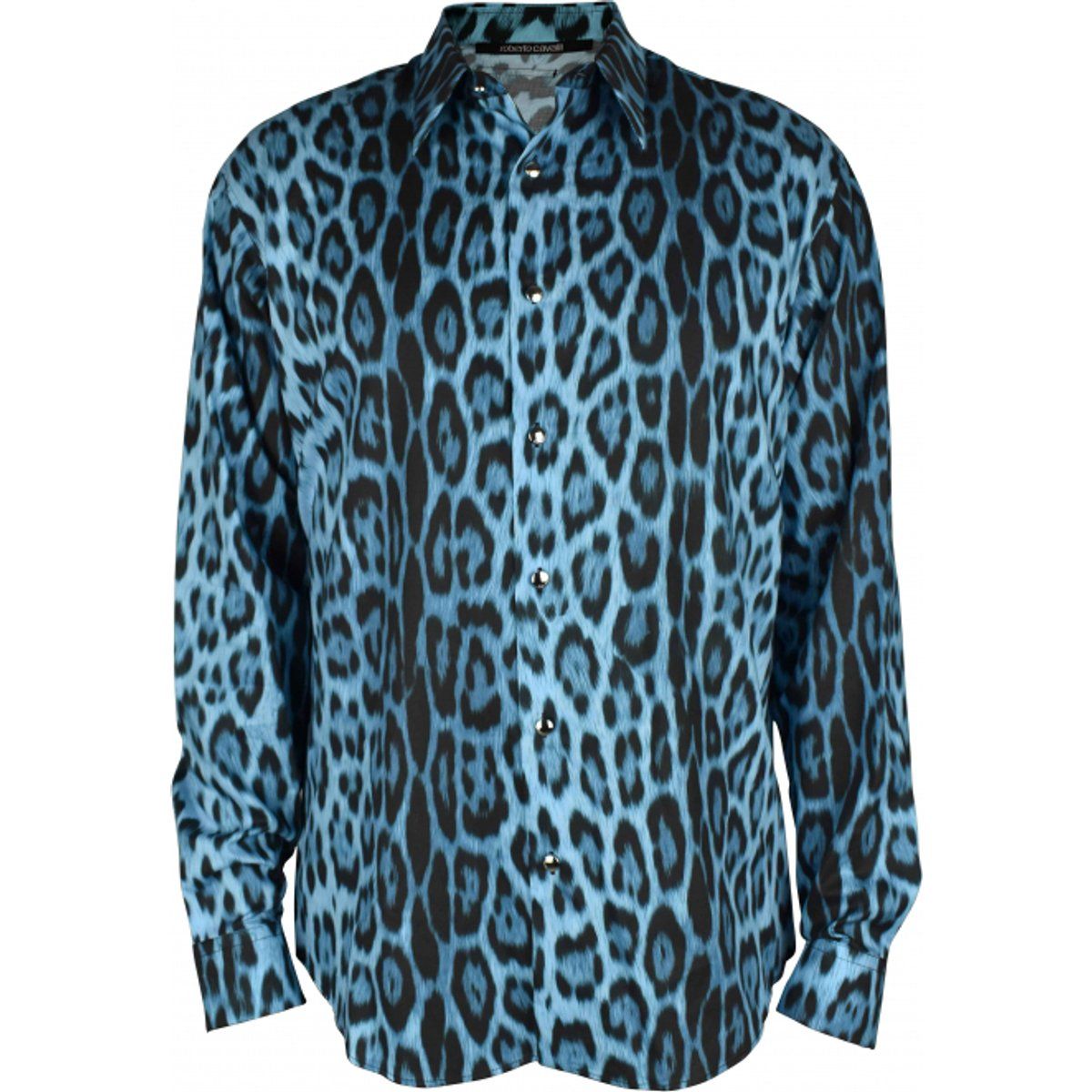 Elektrisches Blau Jaguar Muster Hemd