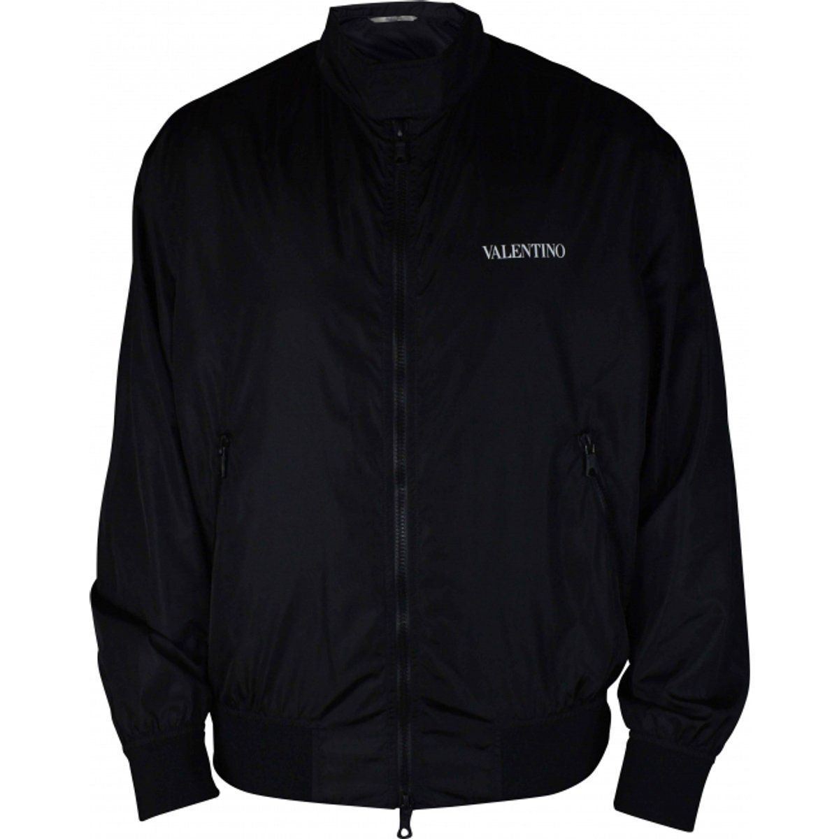 Schwarze Nylon Bomberjacke mit Valentino-Logo