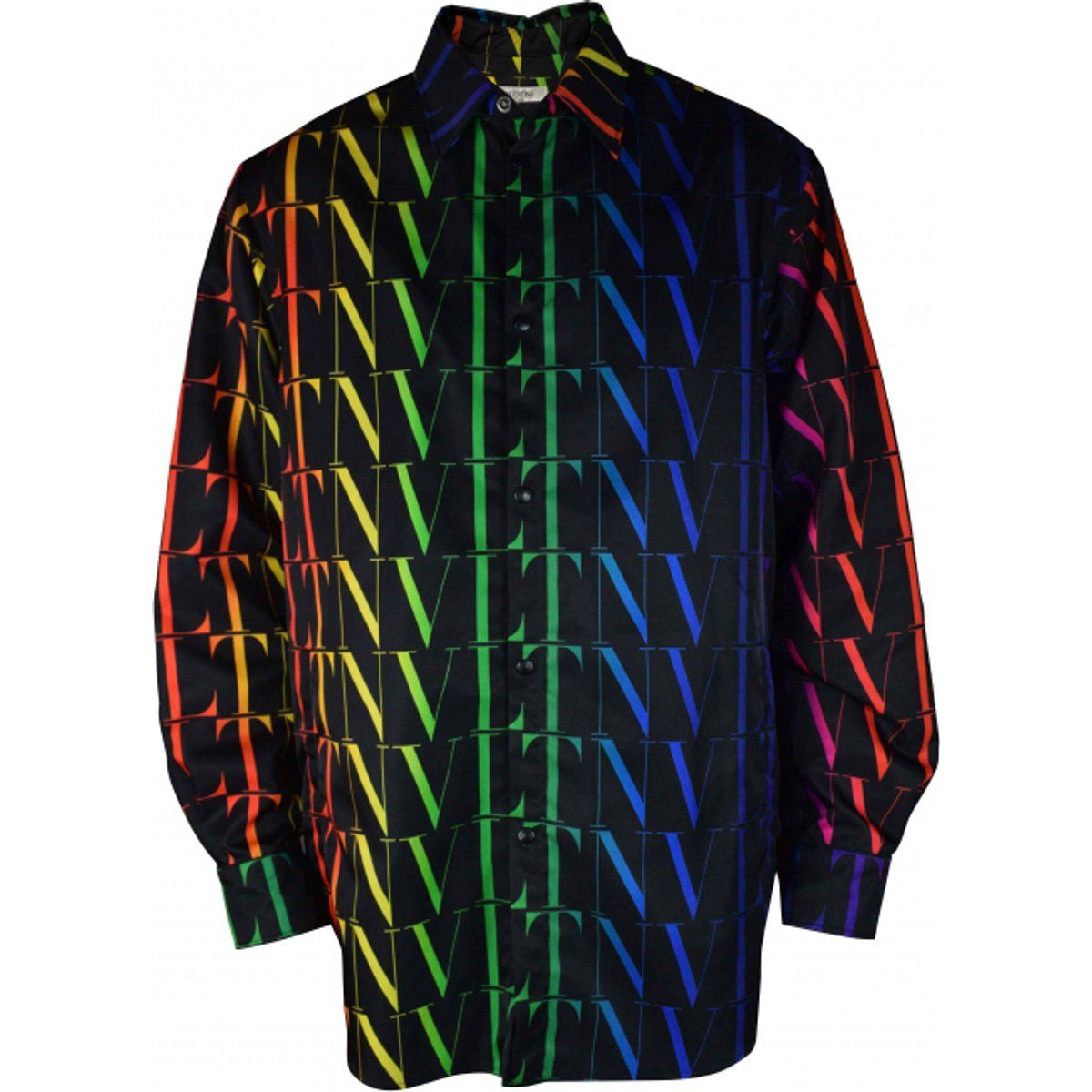 Übergroße Hemdjacke mit Regenbogen-VLTN-Logo