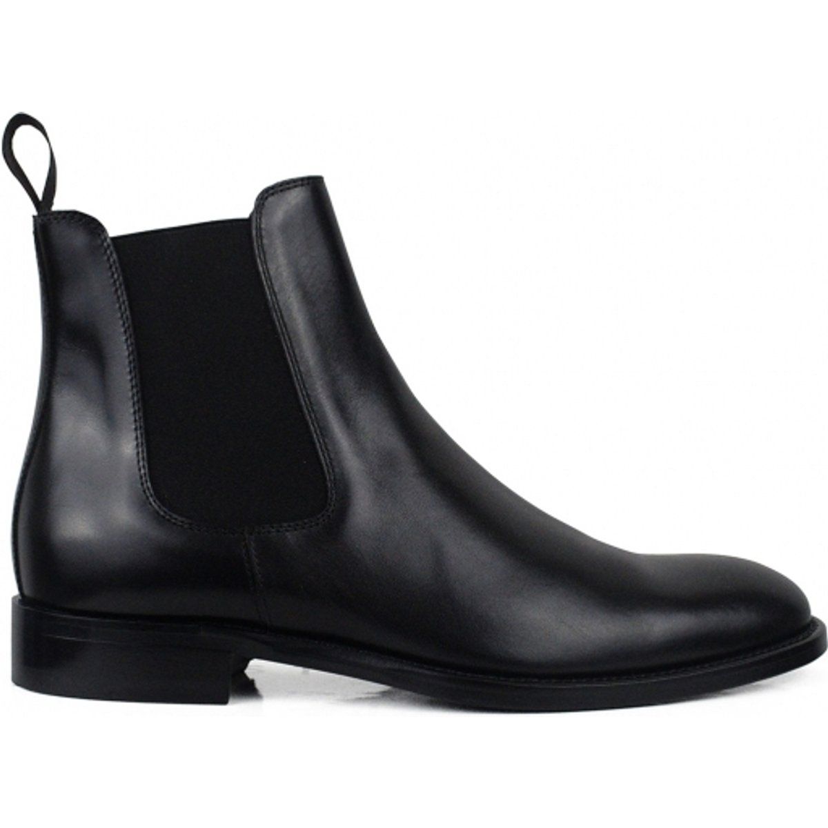 Klassischer schwarzer Chelsea Lederstiefel