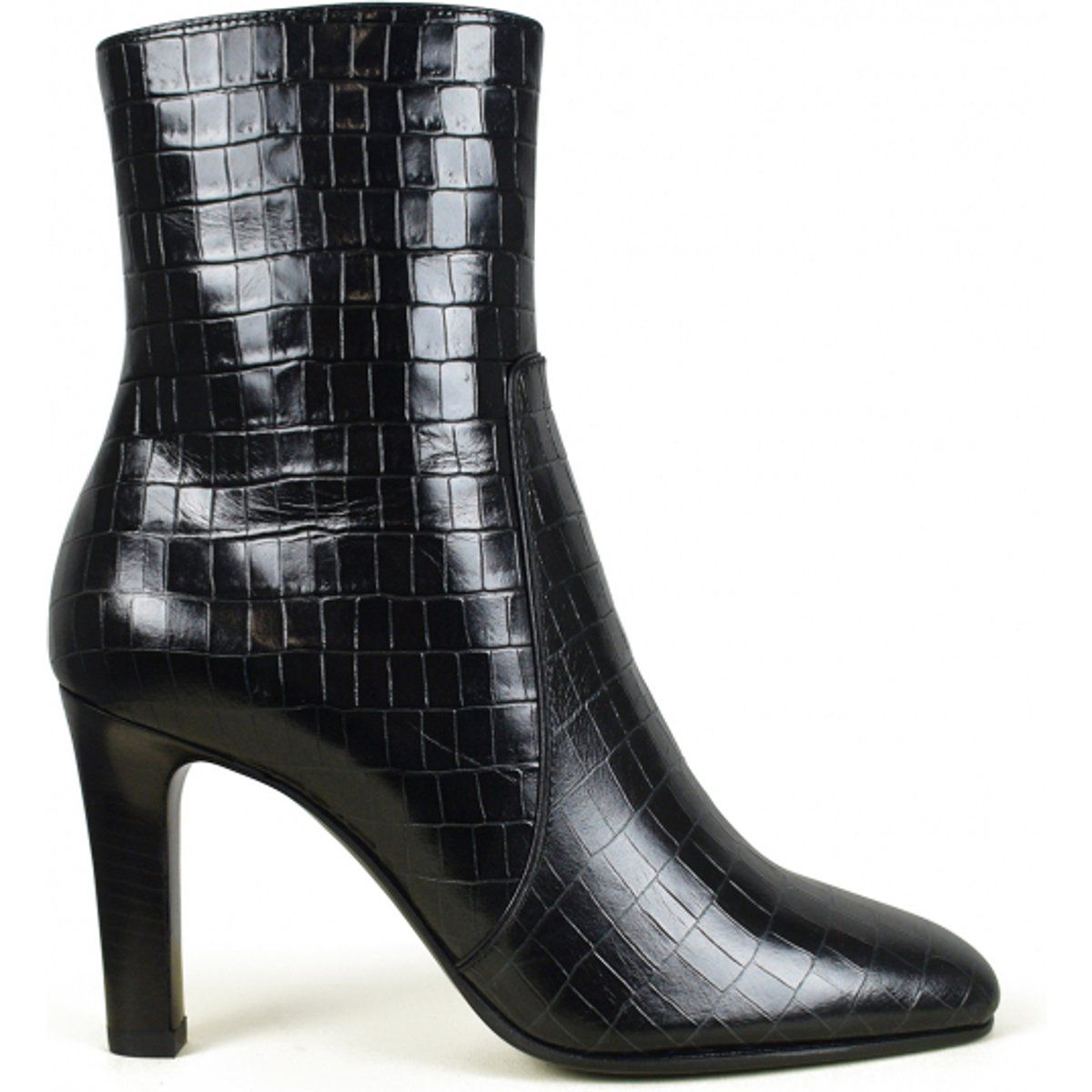 Schwarze Stiefeletten aus Krokodilleder
