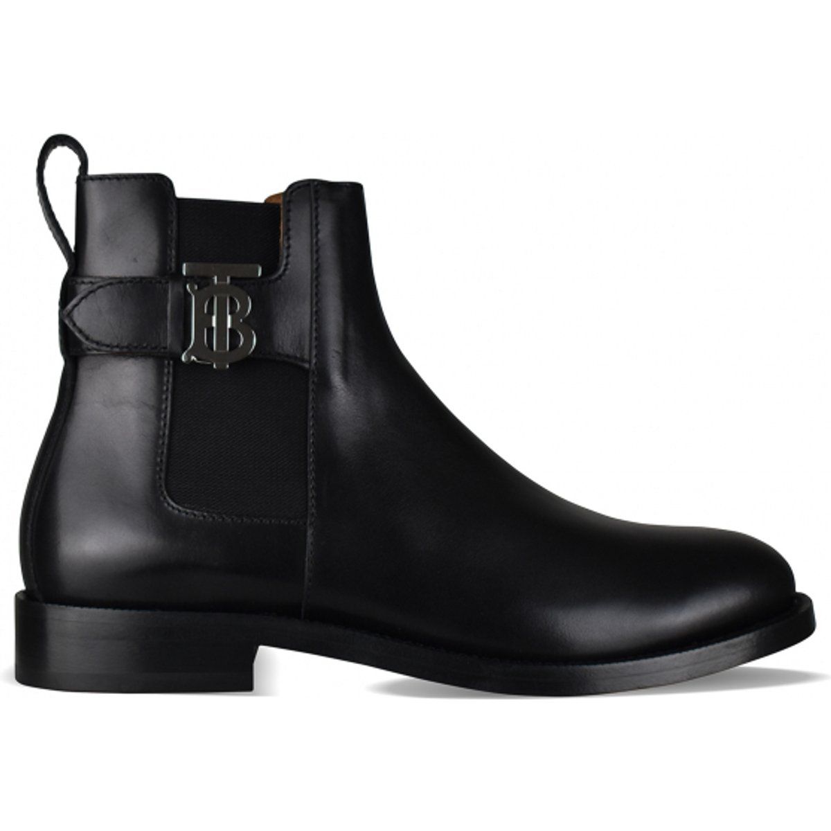Polierte Leder Chelsea Boots mit Schnalle