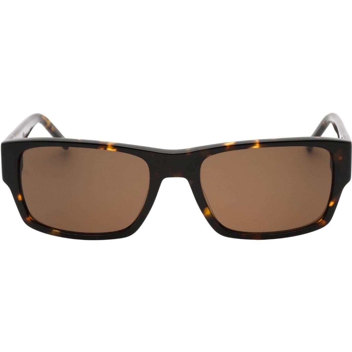 Rechteckige Havana Sonnenbrille mit braunen Gläsern