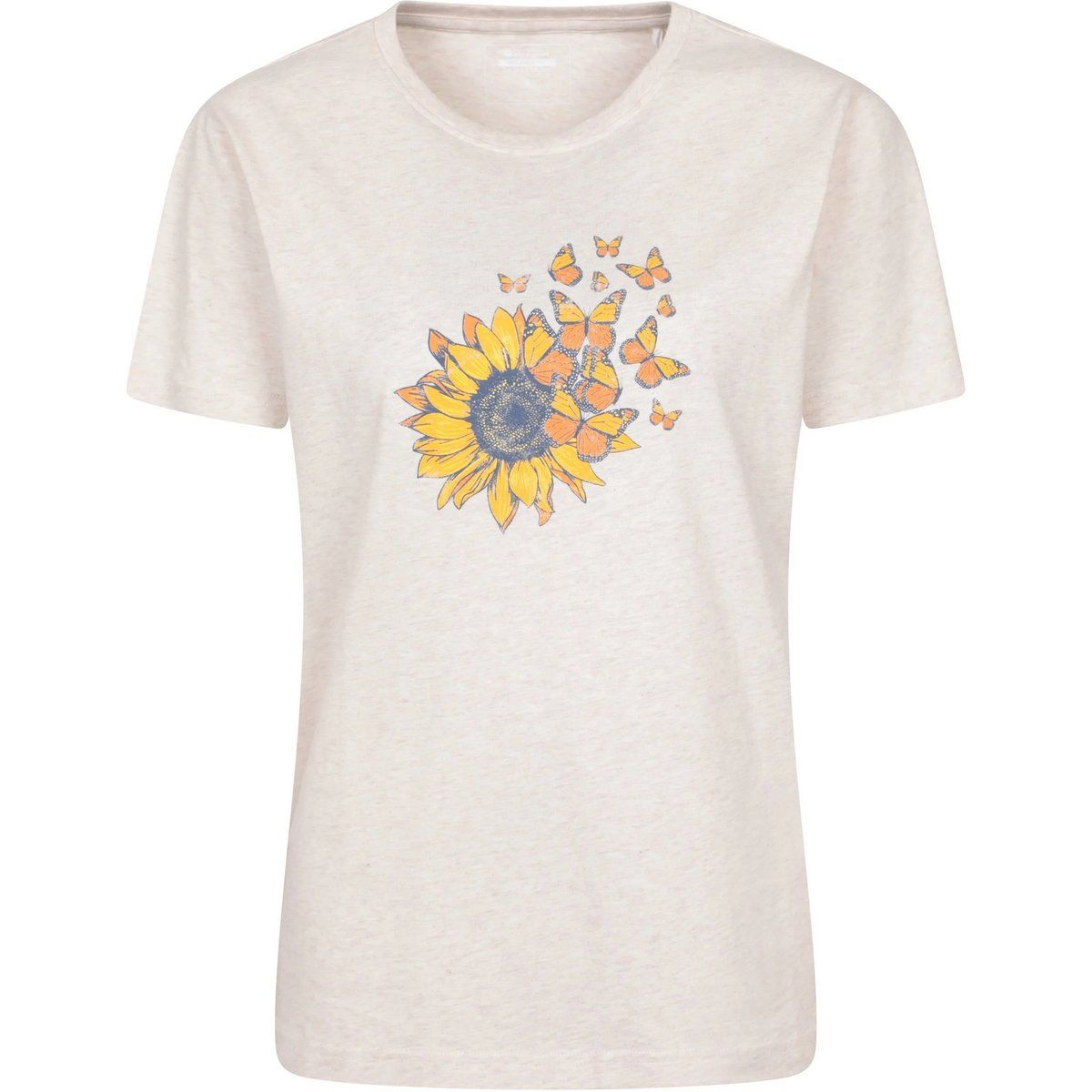 T-Shirt mit Sonnenblumen- und Schmetterlingsdruck