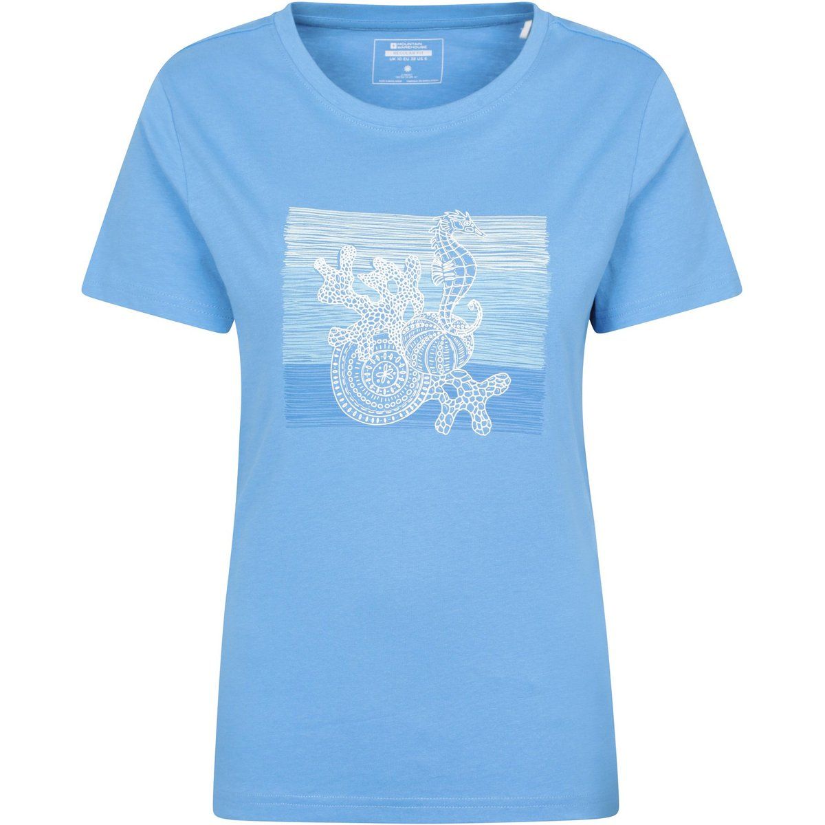 Blaues T-Shirt mit Seepferdchen-Print