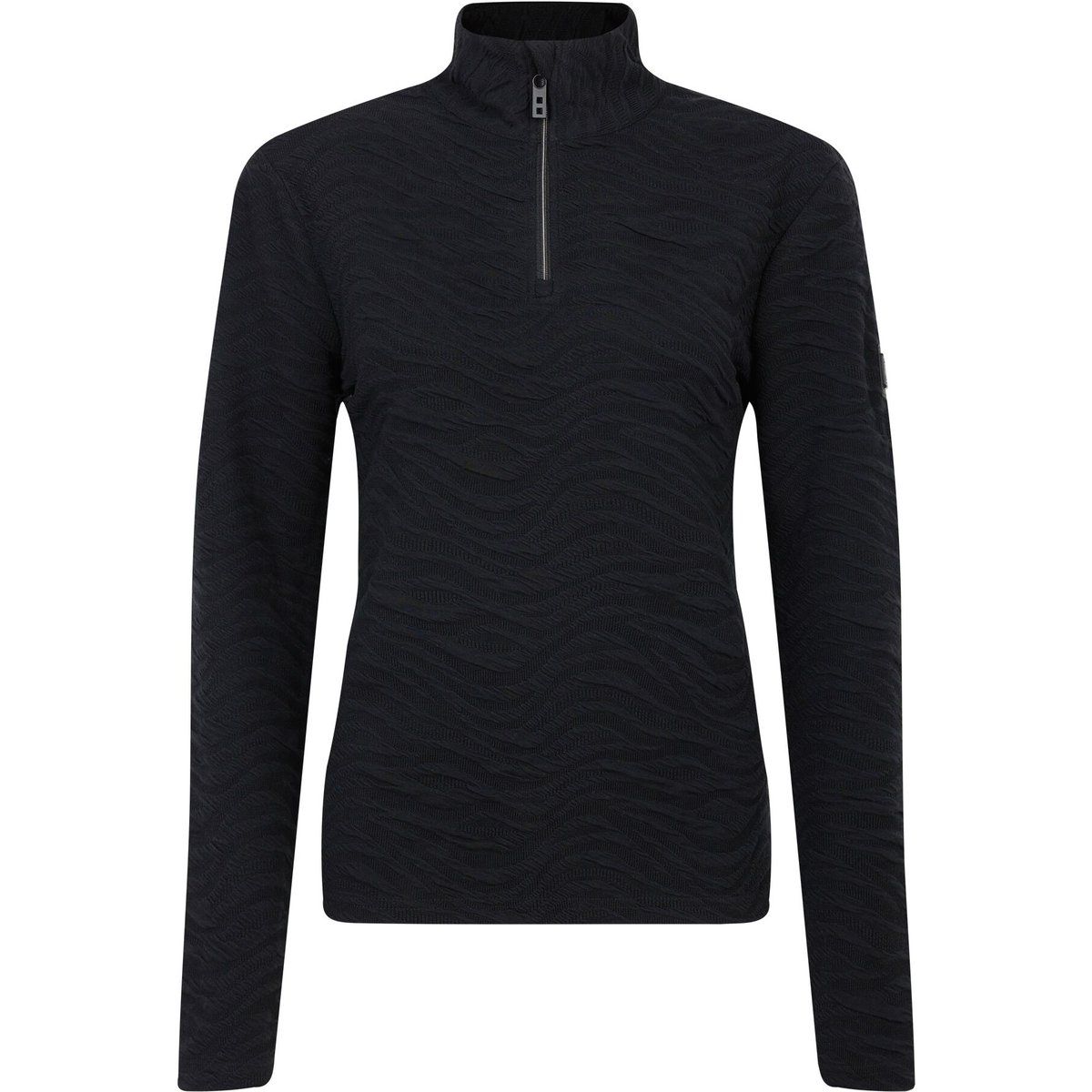 Strukturiertes Langarmshirt mit Stehkragen