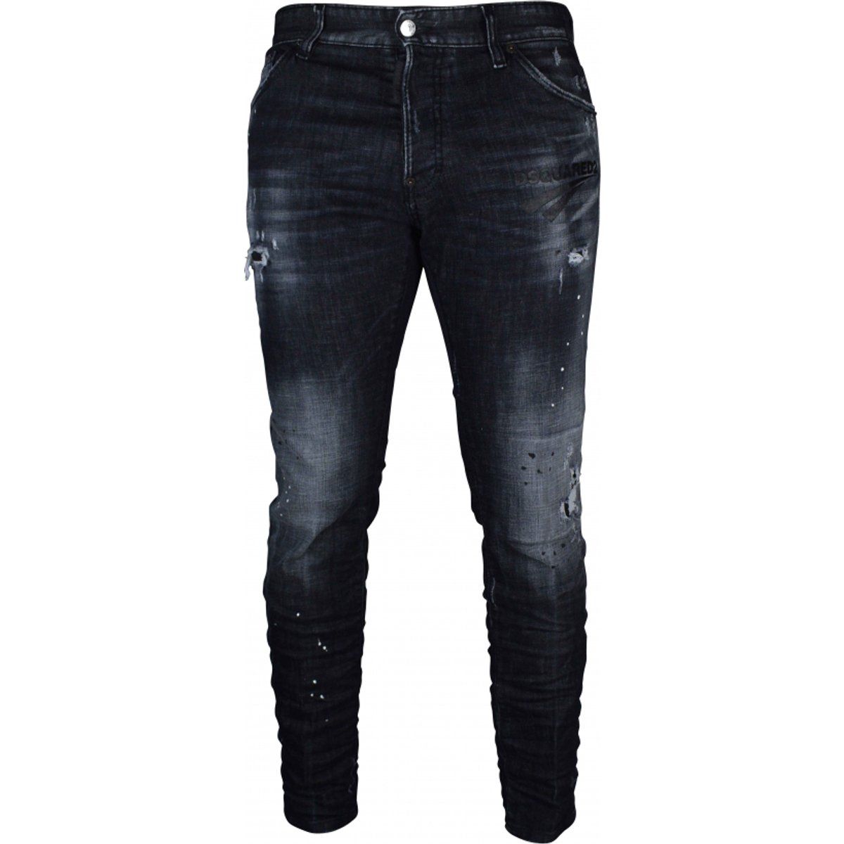 Schwarze Slim-Fit Jeans mit Destroyed-Effekten
