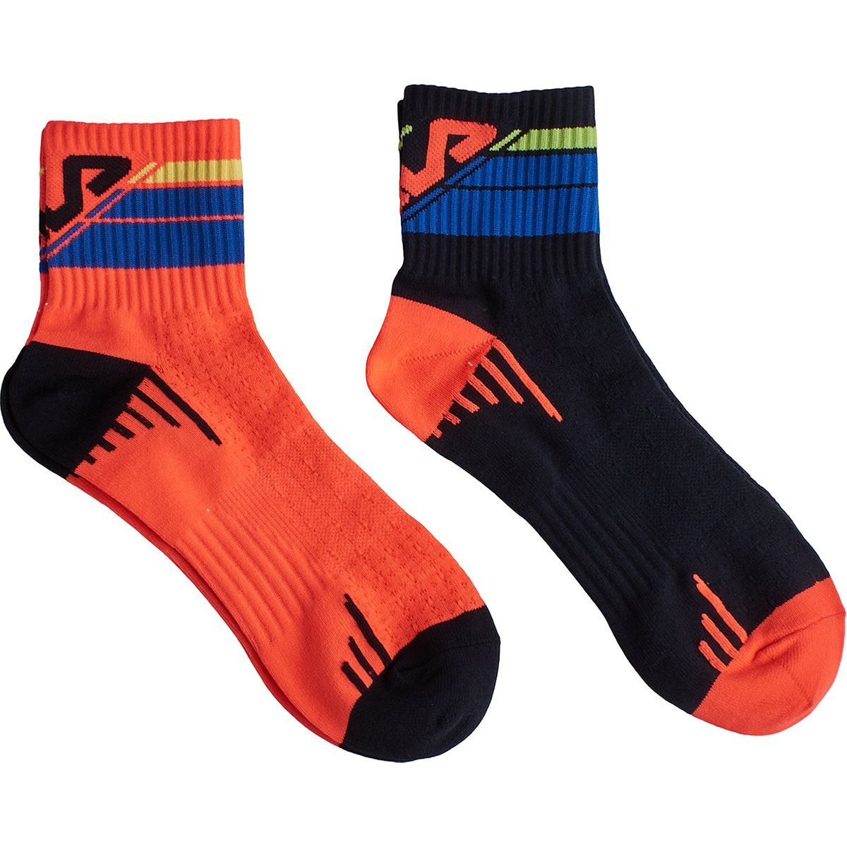 Asymmetrische, mehrfarbige Sportsocken im Doppelpack