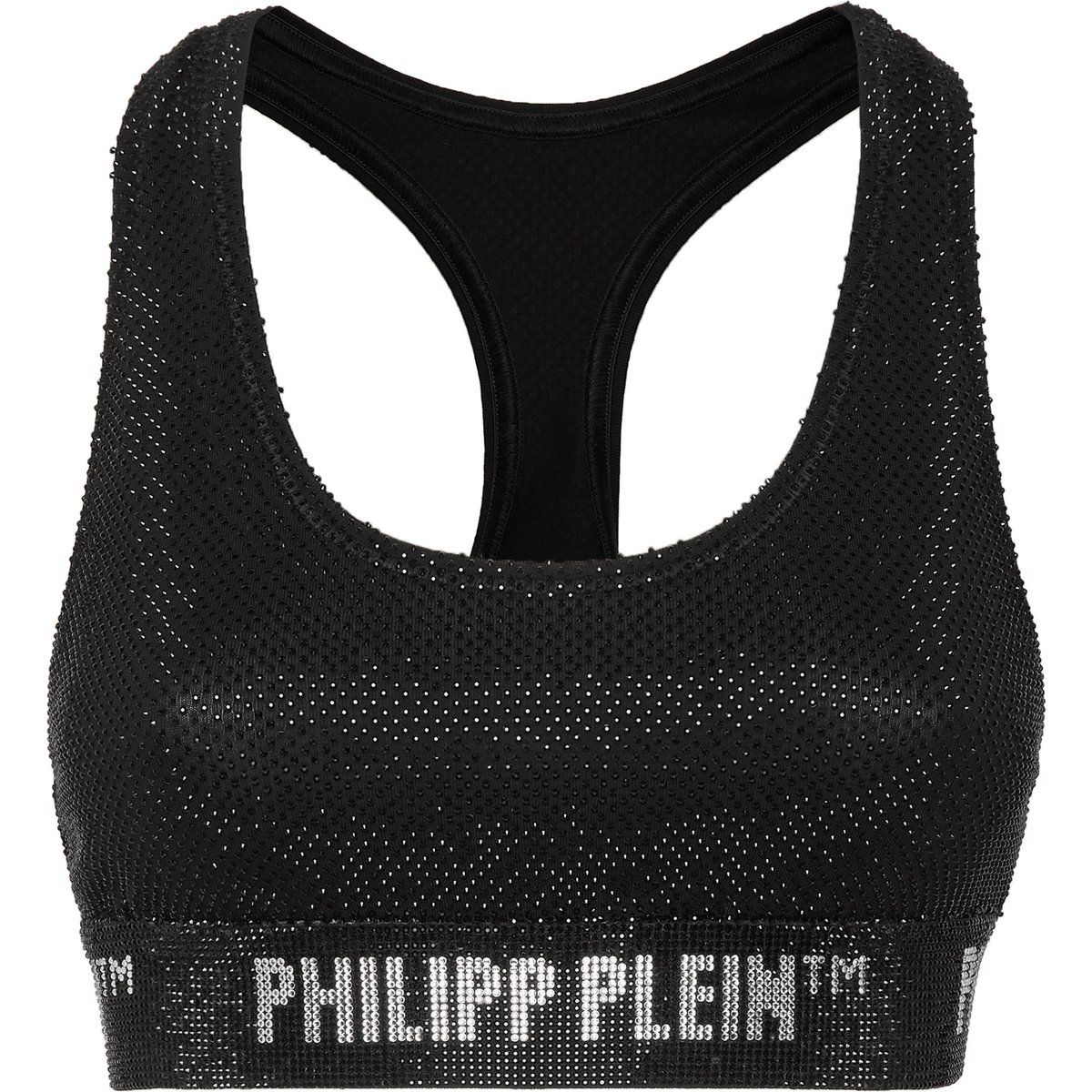 Strassverziertes, sportliches Crop-Top