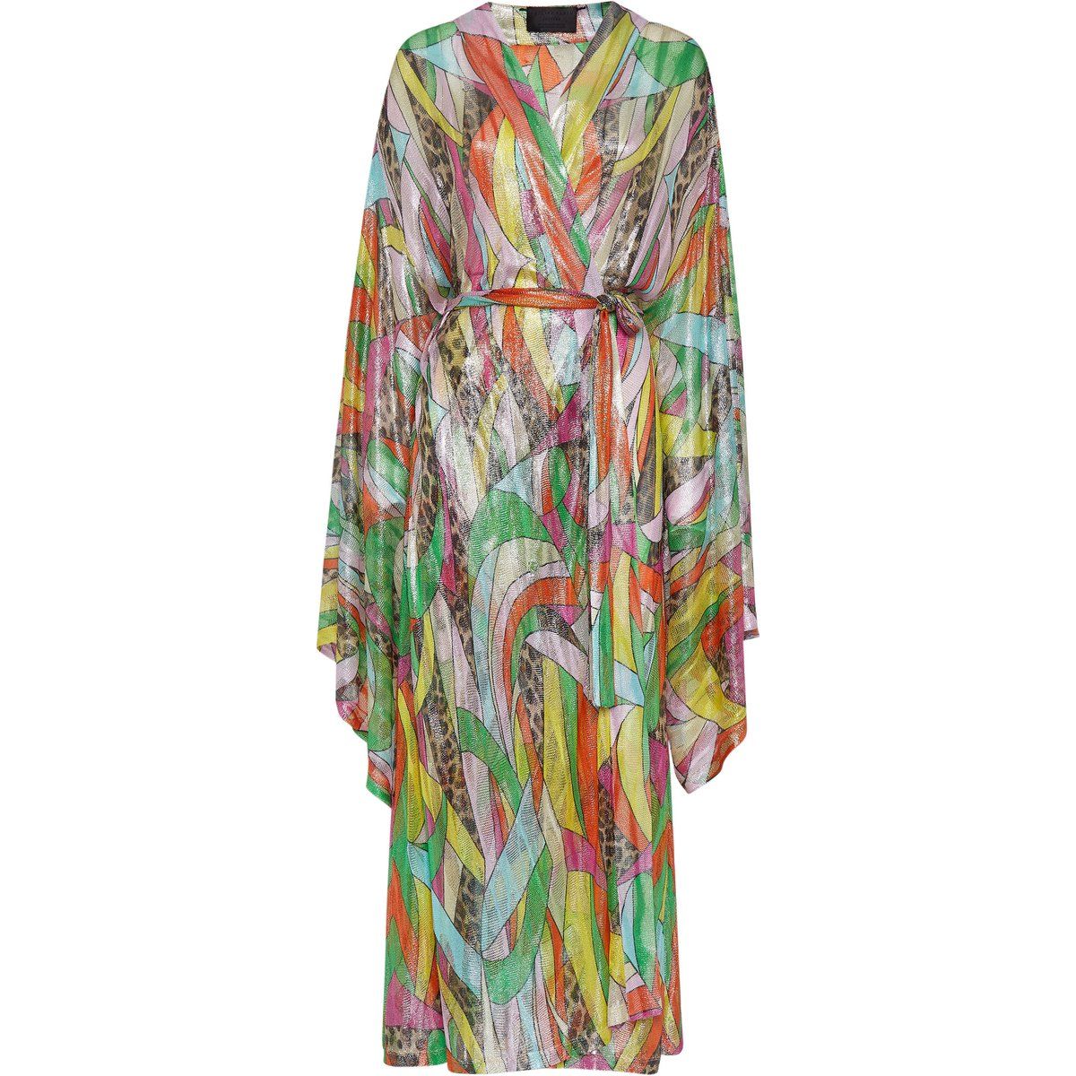 Bedrucktes Kaftan-Kleid aus Lurex-Viskose