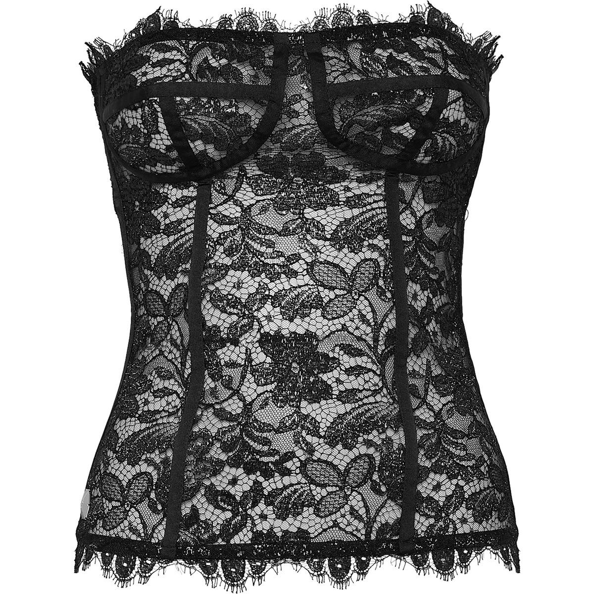 Schwarzes florales Spitzen-Korsett-Bustier-Top