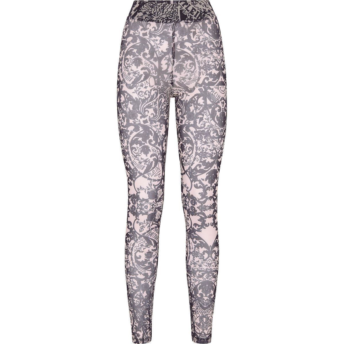 Leggings aus Stretch-Tüll mit Barockmuster