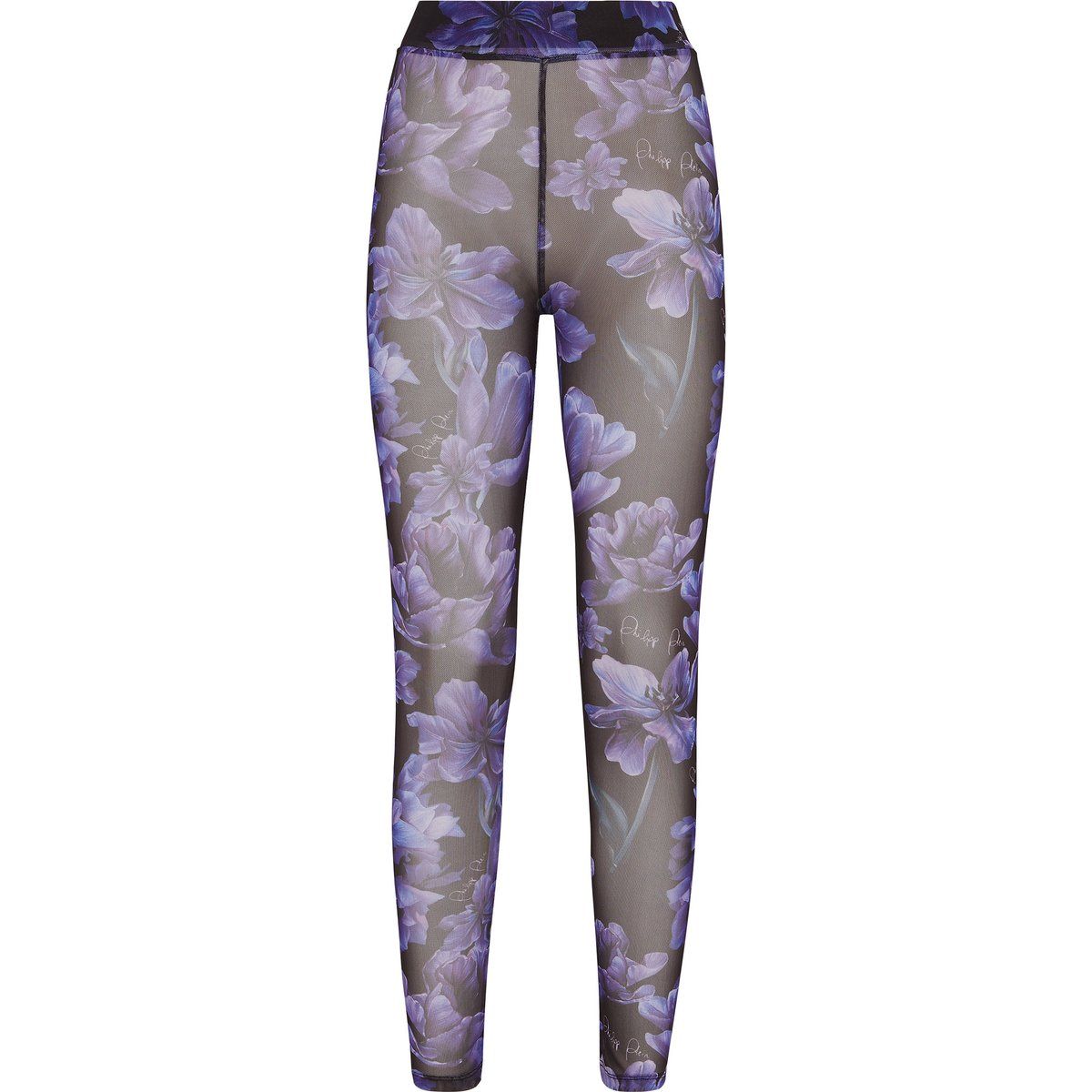 Leggings aus Stretch-Tüll mit Blumenprint