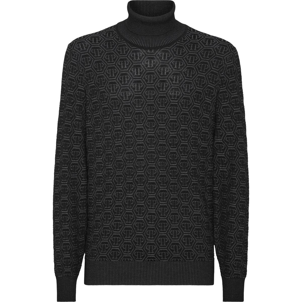 Raffinierten Monogramm Jacquard Rollkragenpullover
