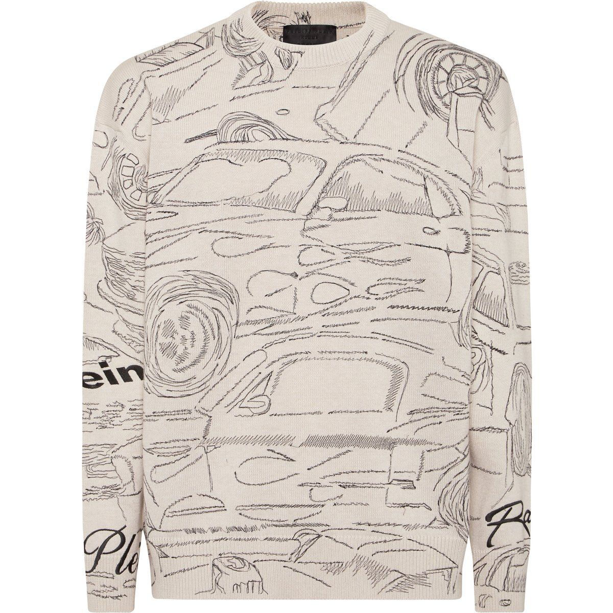 Rennwagen-bestickter Baumwollpullover