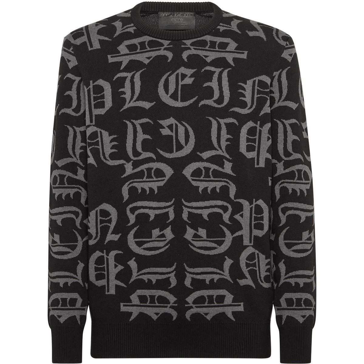 Gothic Letter Jacquard Strickpullover