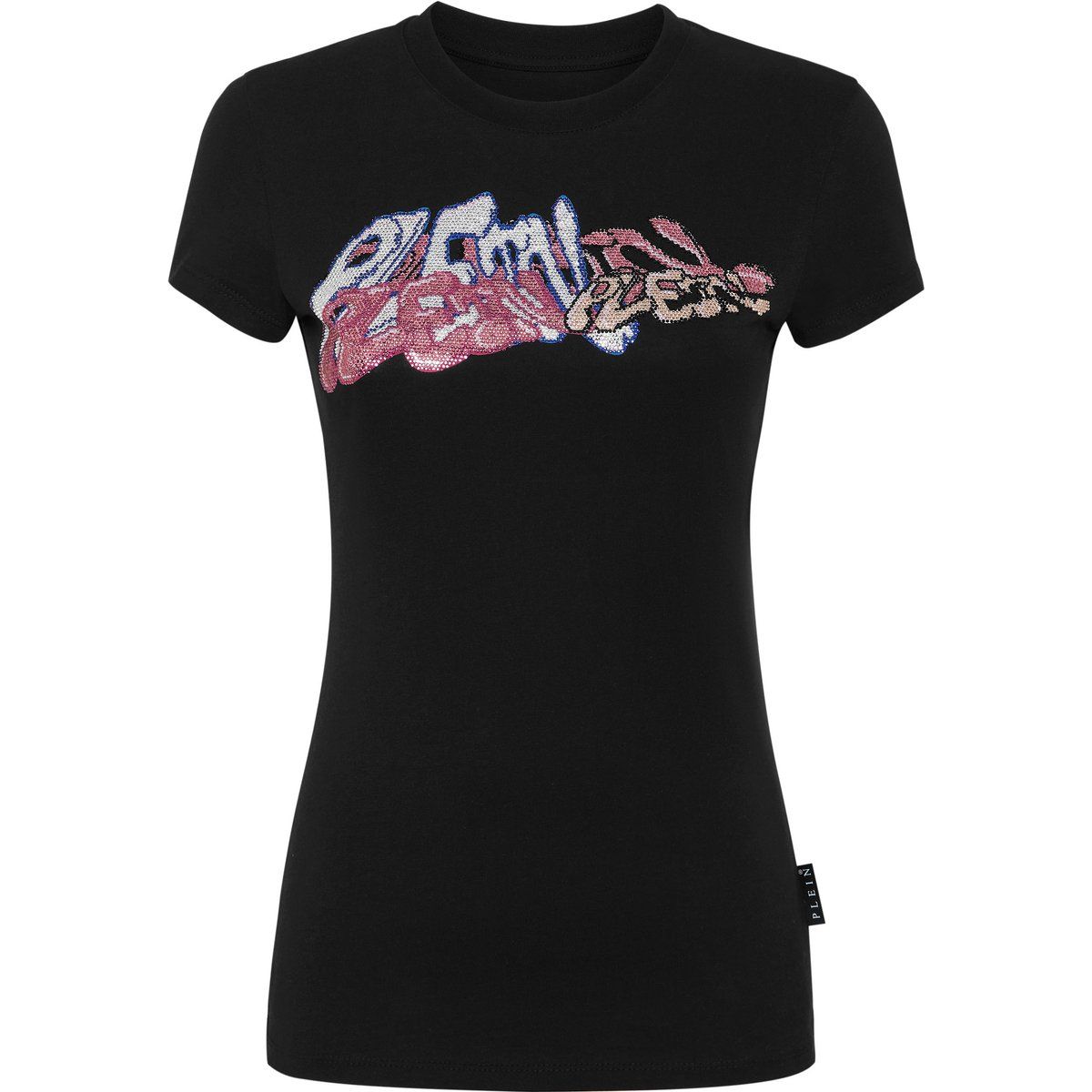 Graffiti Strassbesetztes Slim Fit T-Shirt
