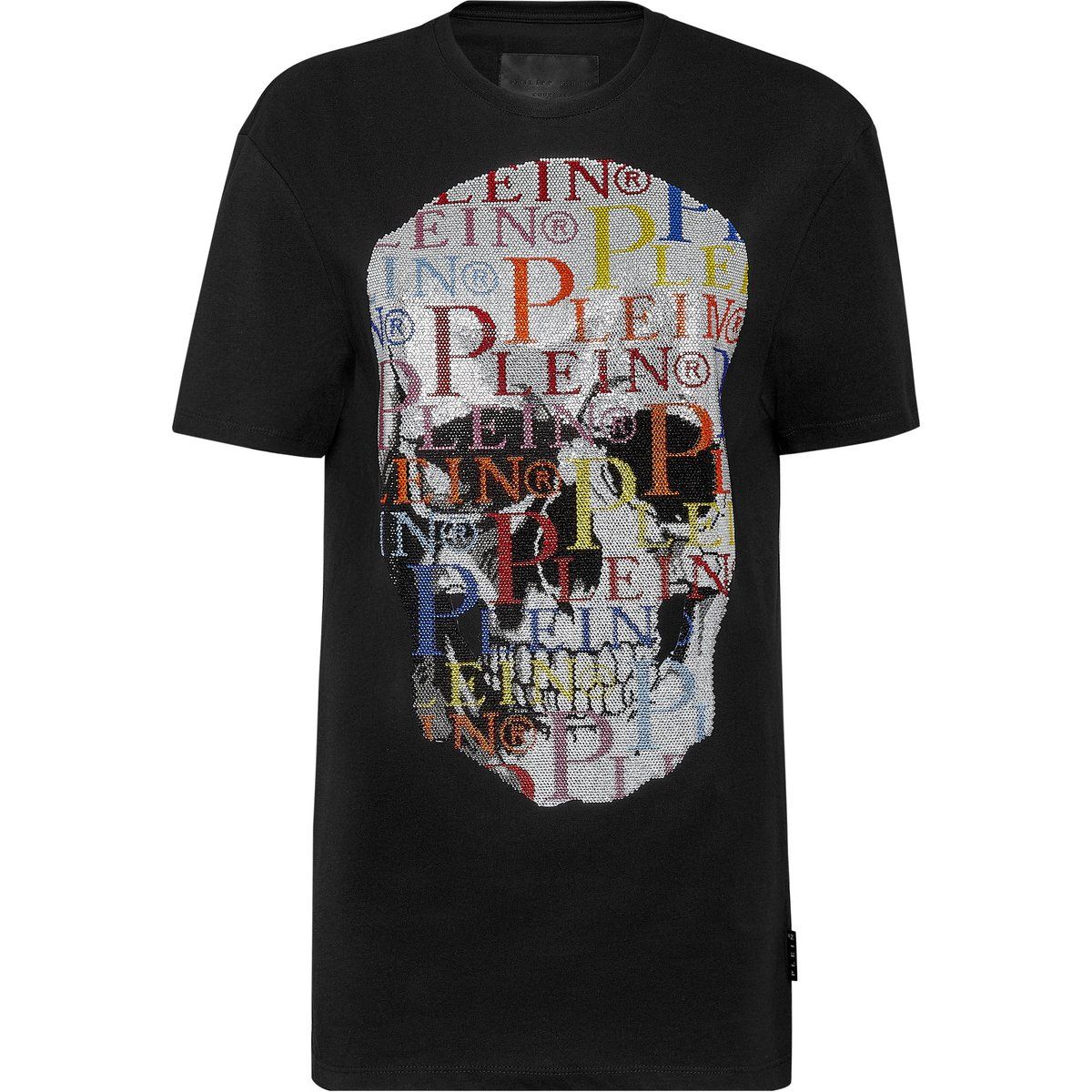 Strass Schädel Grafik T-Shirt