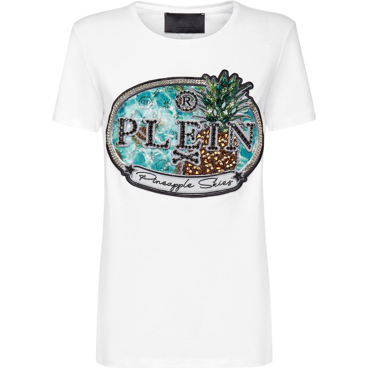 T-Shirt mit Ananas-Grafik und Verzierungen