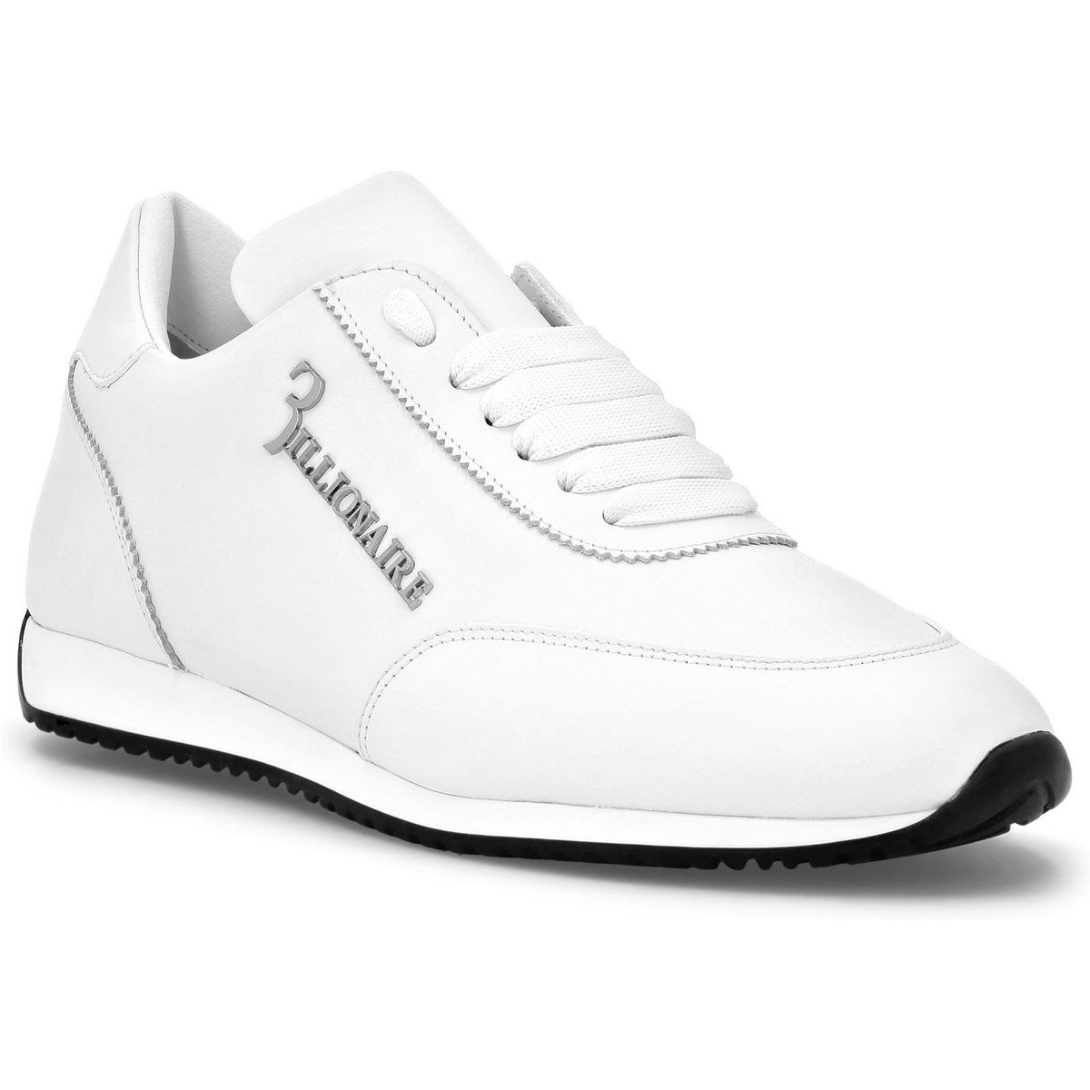 Weißer Leder Runner Sneaker mit Logo