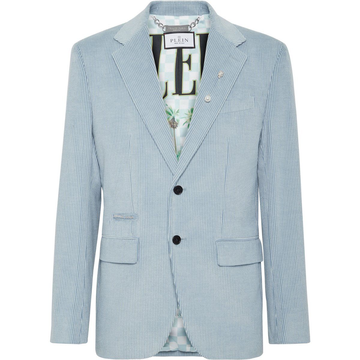 Cord Zwei-Knopf-Blazer mit steigendem Revers