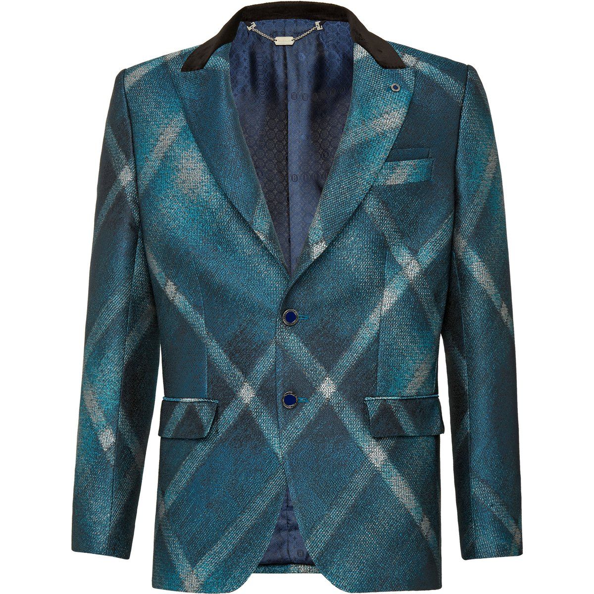 Blauer, karierter Abendblazer