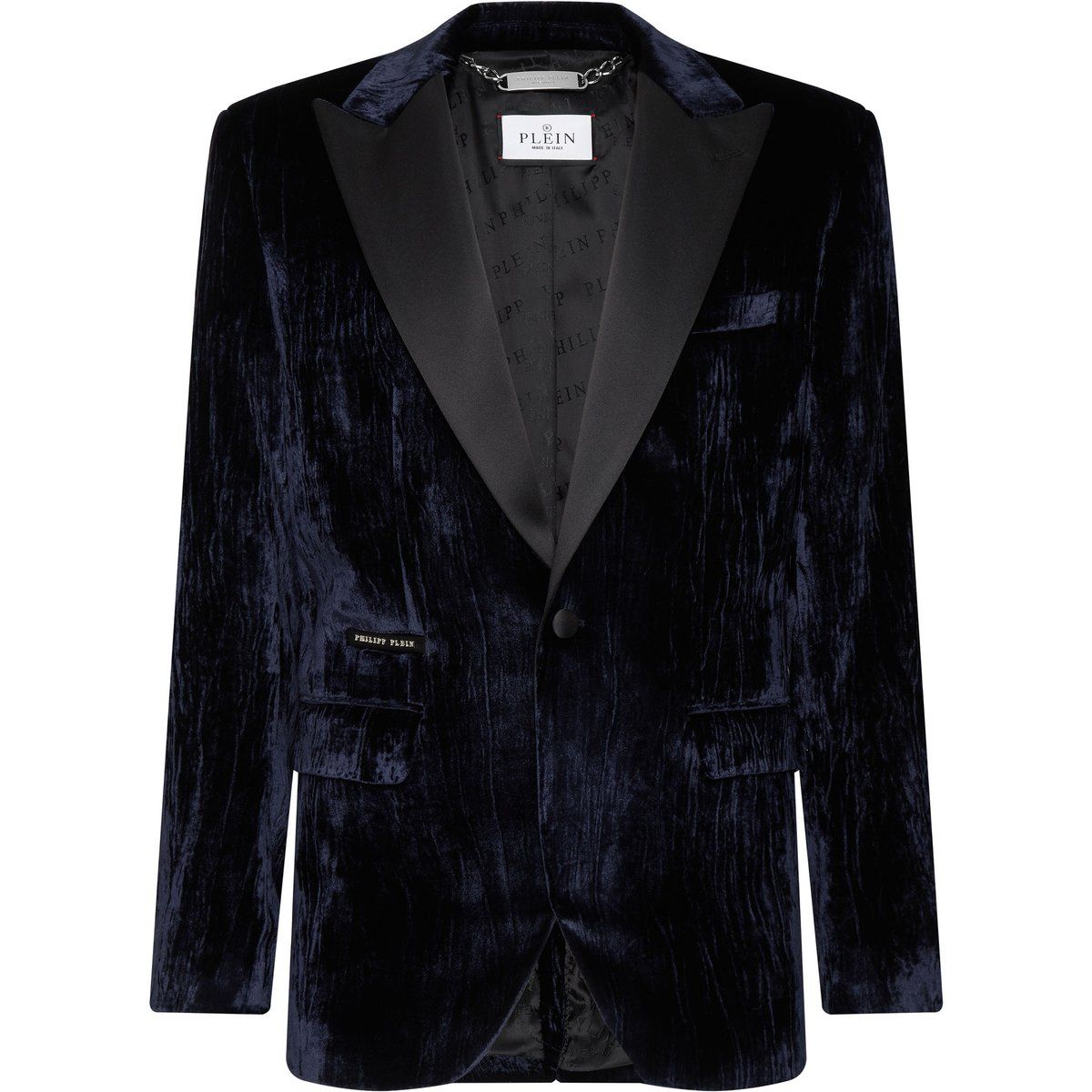 Geknitterter Samt Smoking-Blazer mit Reverskragen