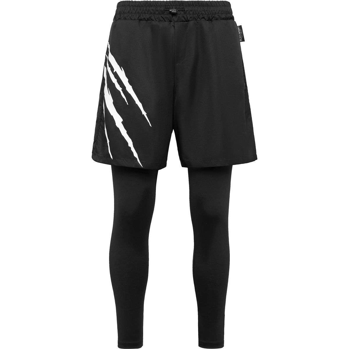 Schwarze Laufshorts mit Leggings