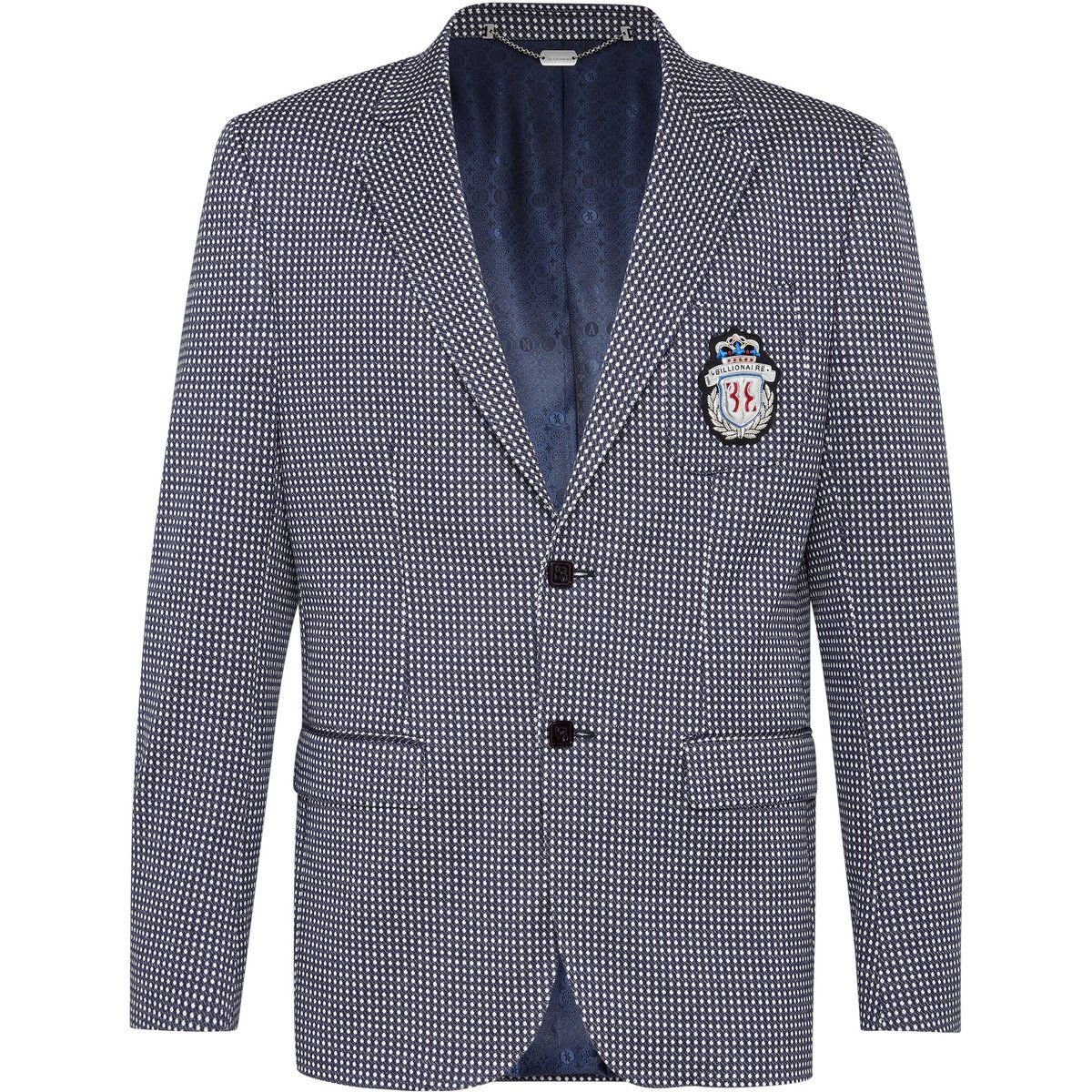 Gemusterter Zwei-Knopf-Blazer mit Wappen