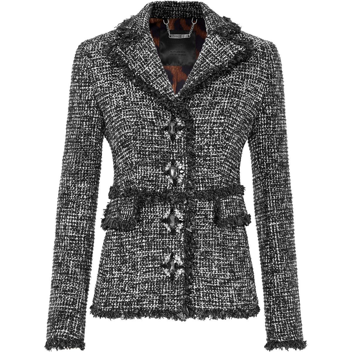 Tweed Blazer mit Fransenbesatz