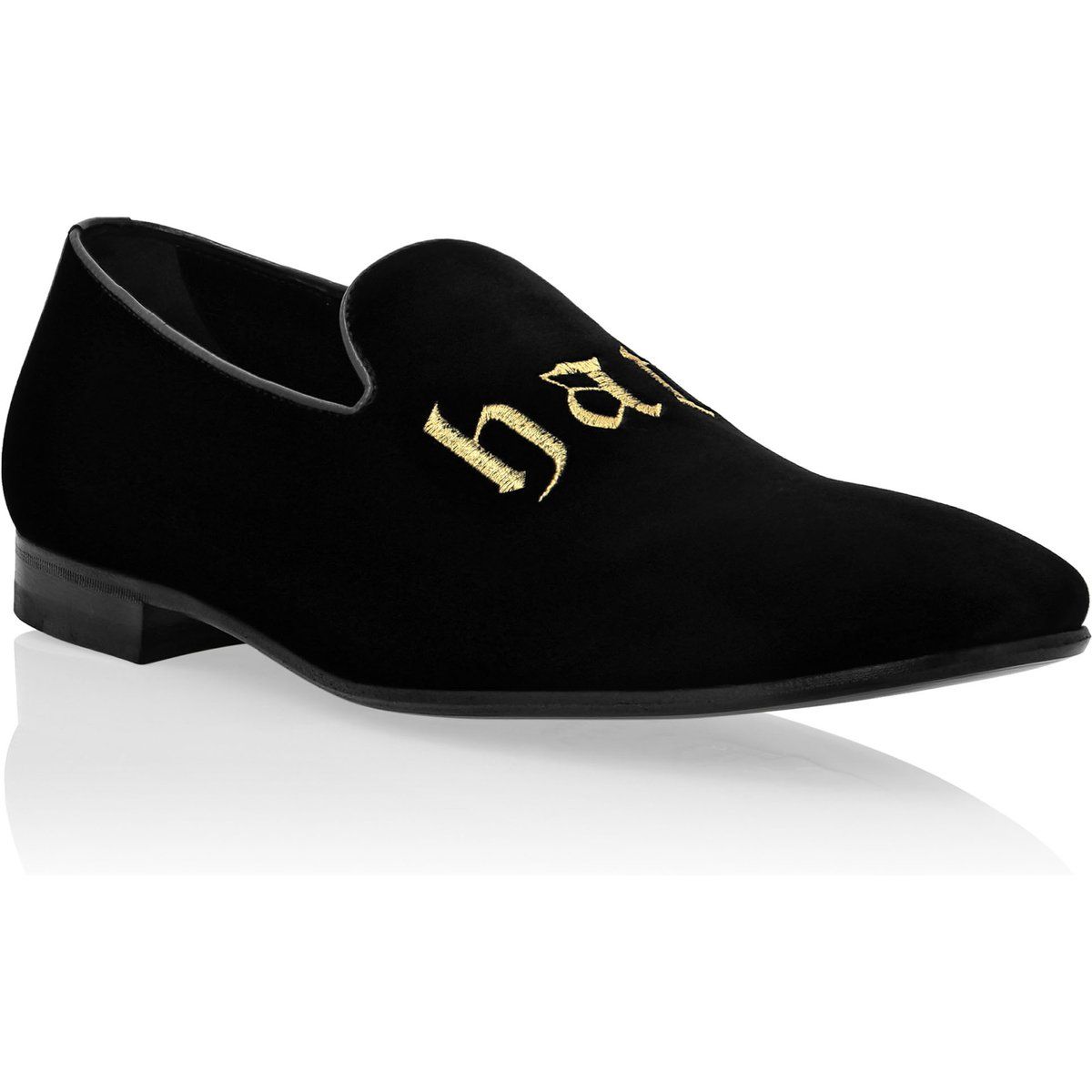 Samt Loafer mit gotischer Stickerei