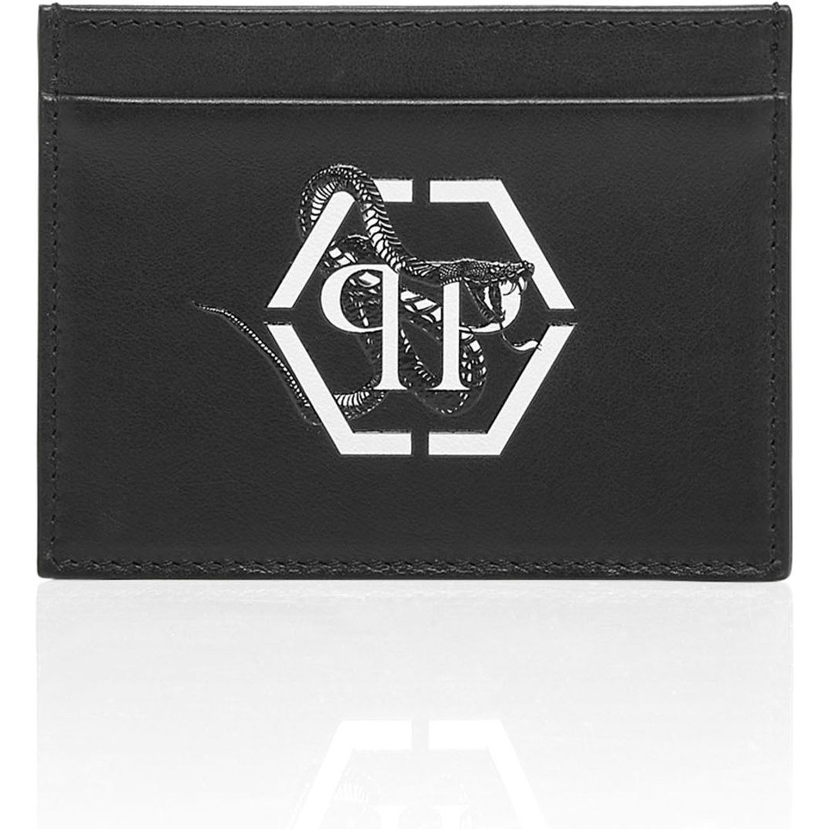 Kartenetui aus Leder mit Logo-Detail